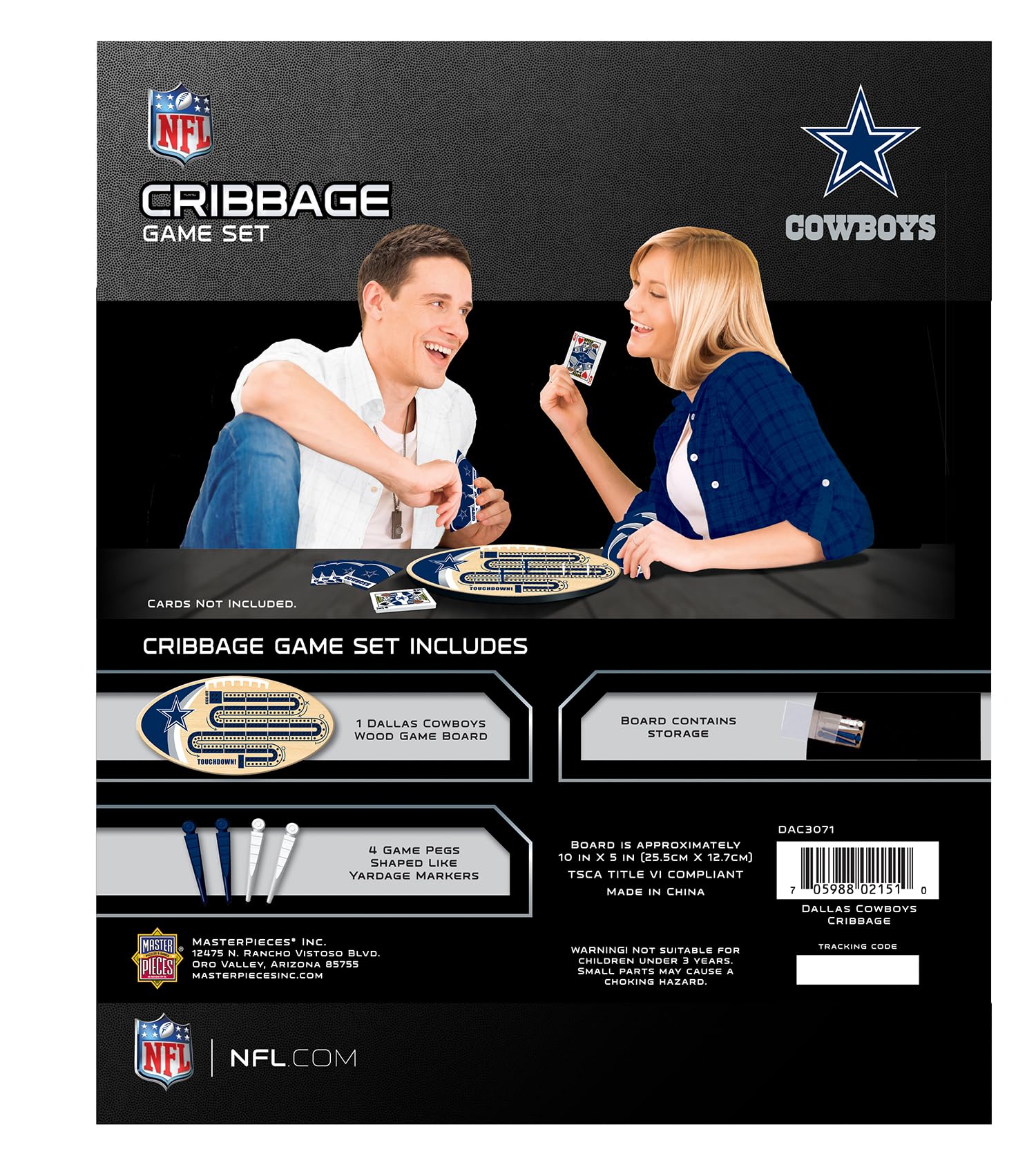 Masterpieces Officially Licensed NFL Dallas Cowboys Wooden Cribbage Game for Adults