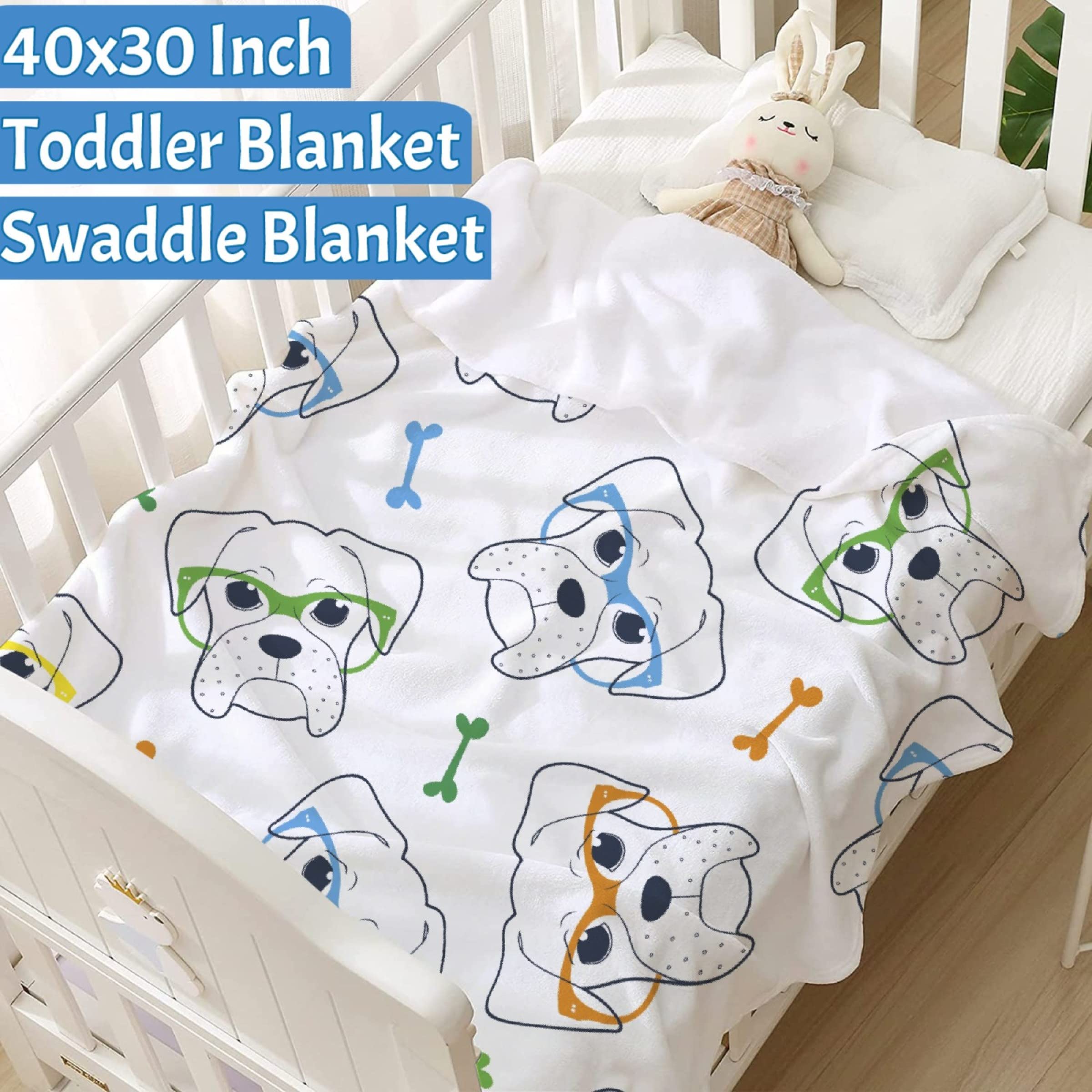 Ottoy Cartoon Boxer Dog Pattern Super Soft Micro Fleece Blankets Quilt Plush Lightweight Dual-Sided Decorative Couch, Sofa, Travel, Lap, Bed Throw Blanket,40