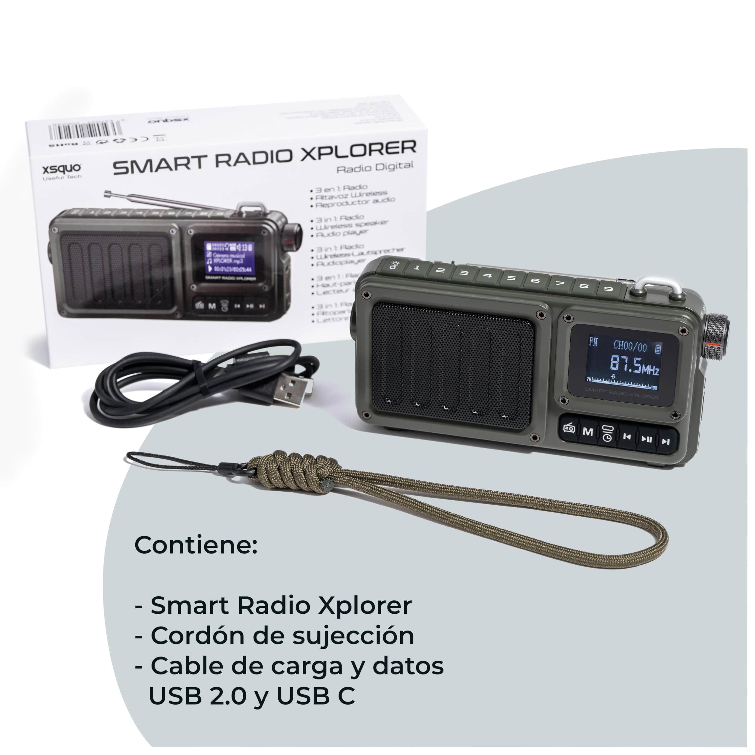Radio Portable Rechargable 3 en 1 pour Camping Chantier Survie FM Bluetooth Autonomie 20H Puissante – Haut Parleur 8W Micro USB C AUX Compacte Nomade