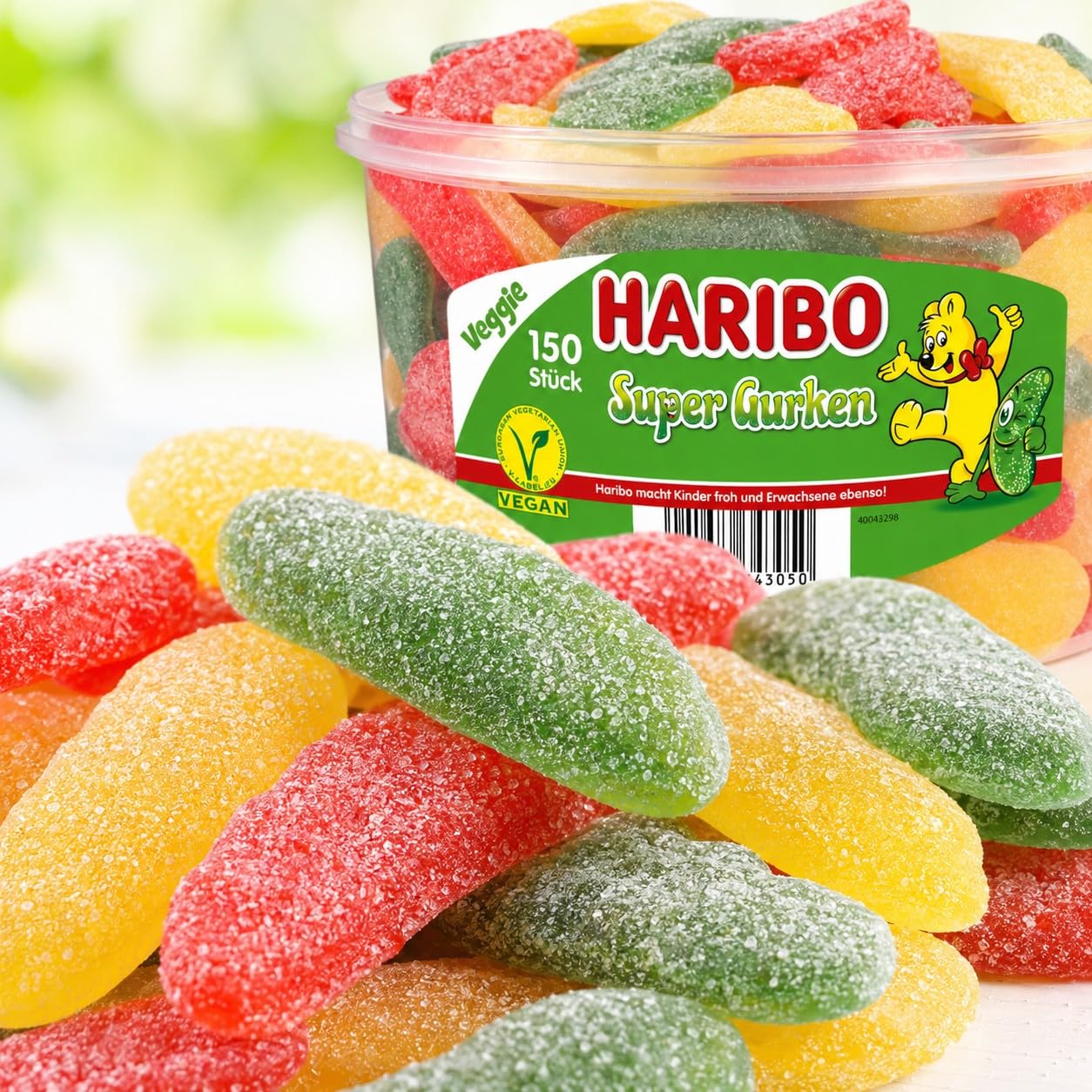 HARIBO Kwaśne ogórki guma owocowa 1,35 kg pudełko 150 sztuk