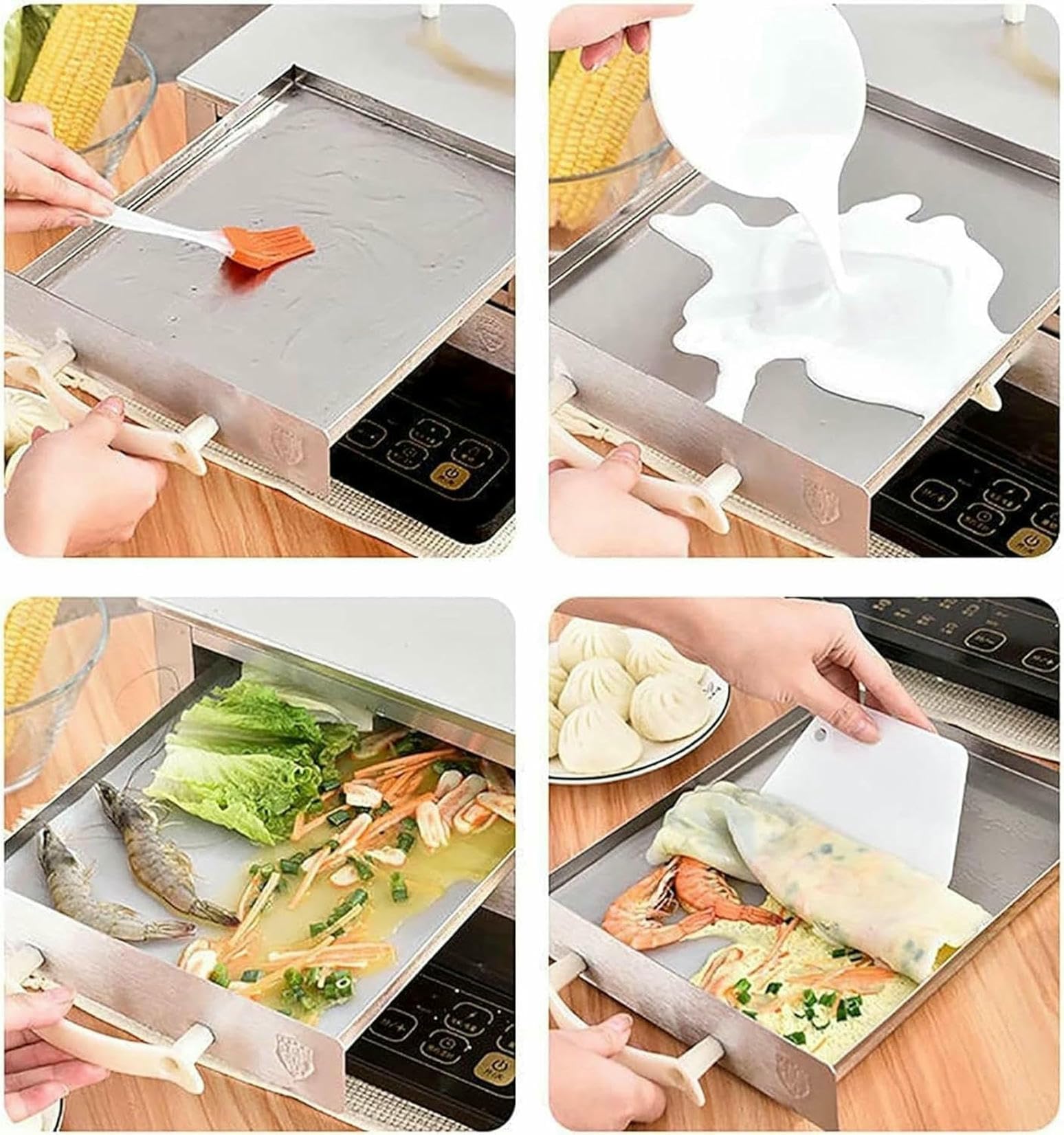 Macchina per involtini di pasta di riso, vapore in acciaio inossidabile, pentole a 2 strati per autentica cucina cantonese