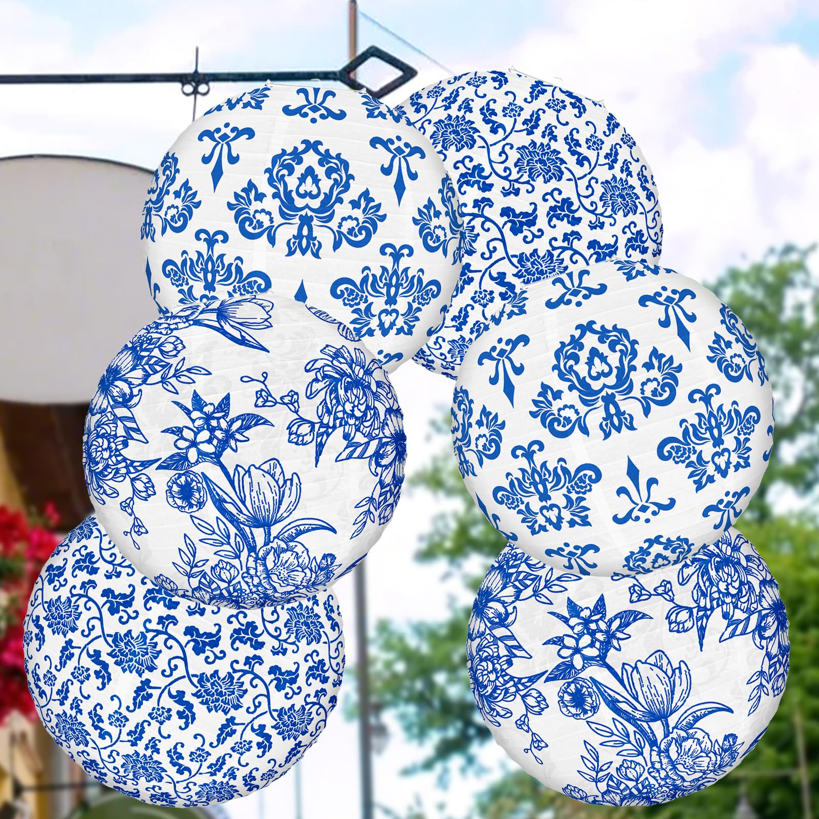 Amazon.com: Chinoiserie Paper Lantern Celehappy 10 inch Blue and