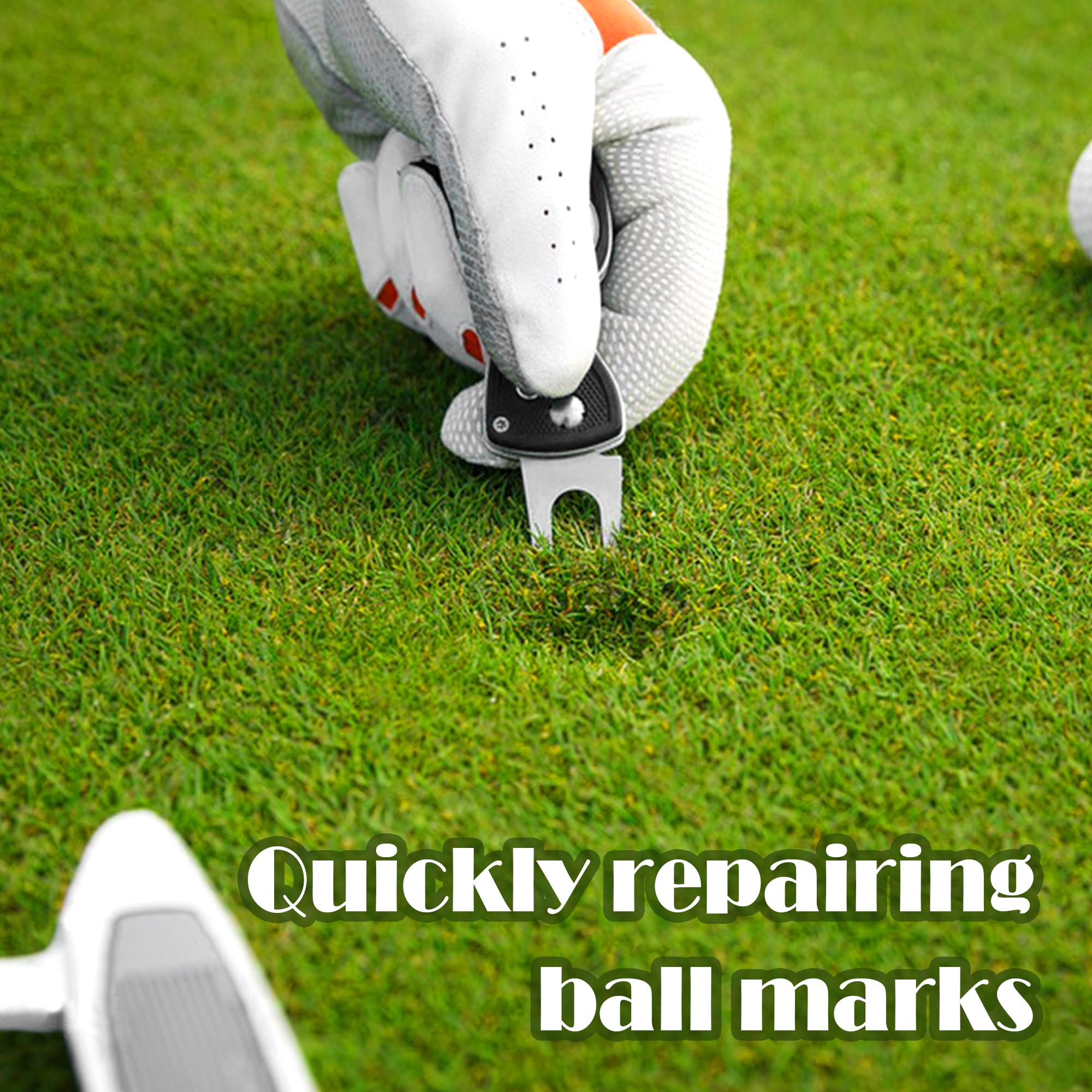 Quacc Golf Divot Repair Tool, Metal Foldable Pitch Mark Repair Tool with Pop-up Button and Magnetic Ball Marker (Black)