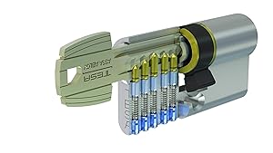 Tesa Assa Abloy, 52003030L, Cilindro Estándar, TE5, Leva Corta, Llave - Llave, Latonado, 30 x 30 mm