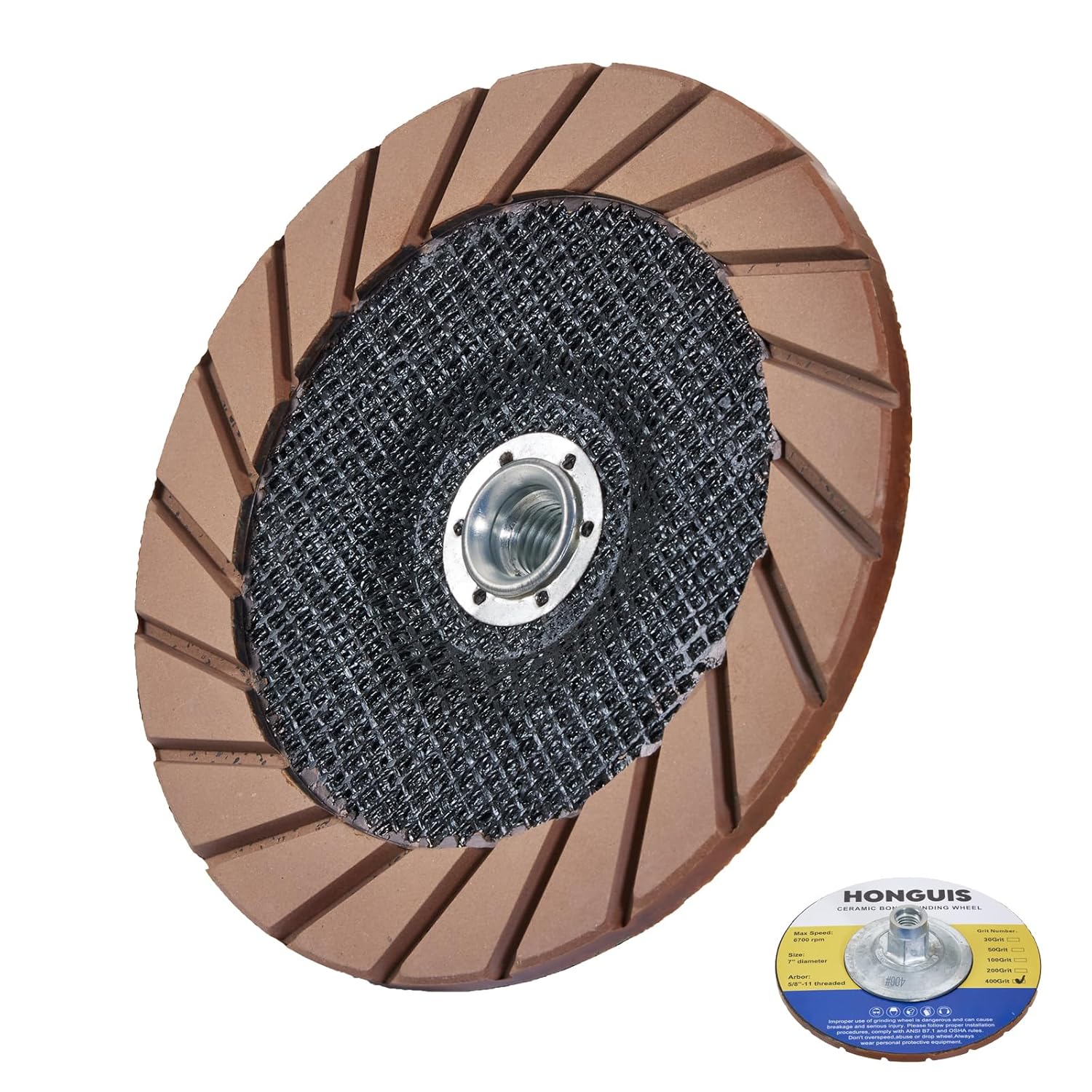 7 inch Concrete Grinding Cup Wheel,5/8"-11 Arbor Ceramic Bond for Concrete Smoothing Scratches Removal,400 Grit