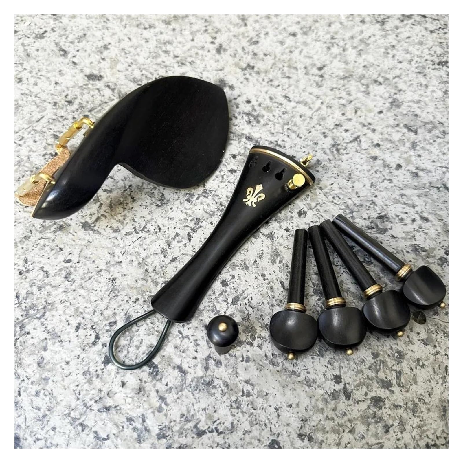 vervangende onderdelen voor viool Ebbenhout 4/4 Viool Toets Fretboard Kinsteun Staartstuk Viool Accessoires Onderdelen viool accessoires kit viool onderdelen set