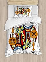 Vista 252 de Ambesonne Juego de funda de edredón de baloncesto, silueta de jugador de baloncesto, promoción de campeonato de competencia de atleta, juego de ropa