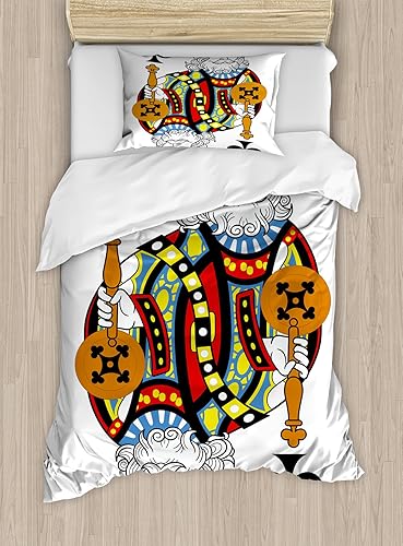 Miniatura 252 de Ambesonne Juego de funda de edredón de baloncesto, silueta de jugador de baloncesto, promoción de campeonato de competencia de atleta, juego de ropa