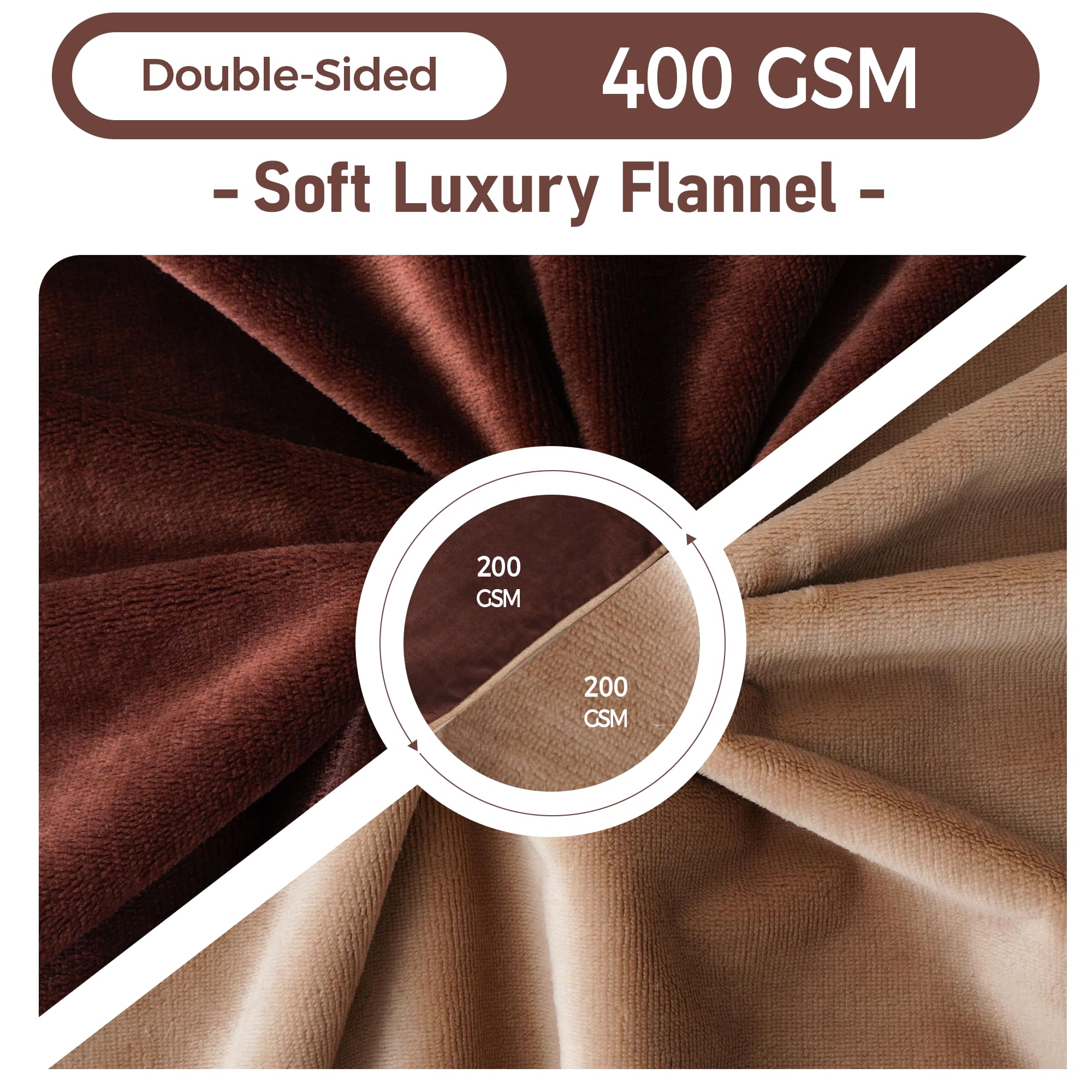 Manta impermeable para perros de 50 x 60 pulgadas, protector de cama suave y esponjoso, manta reversible de forro polar para perros grandes (marrón puro)