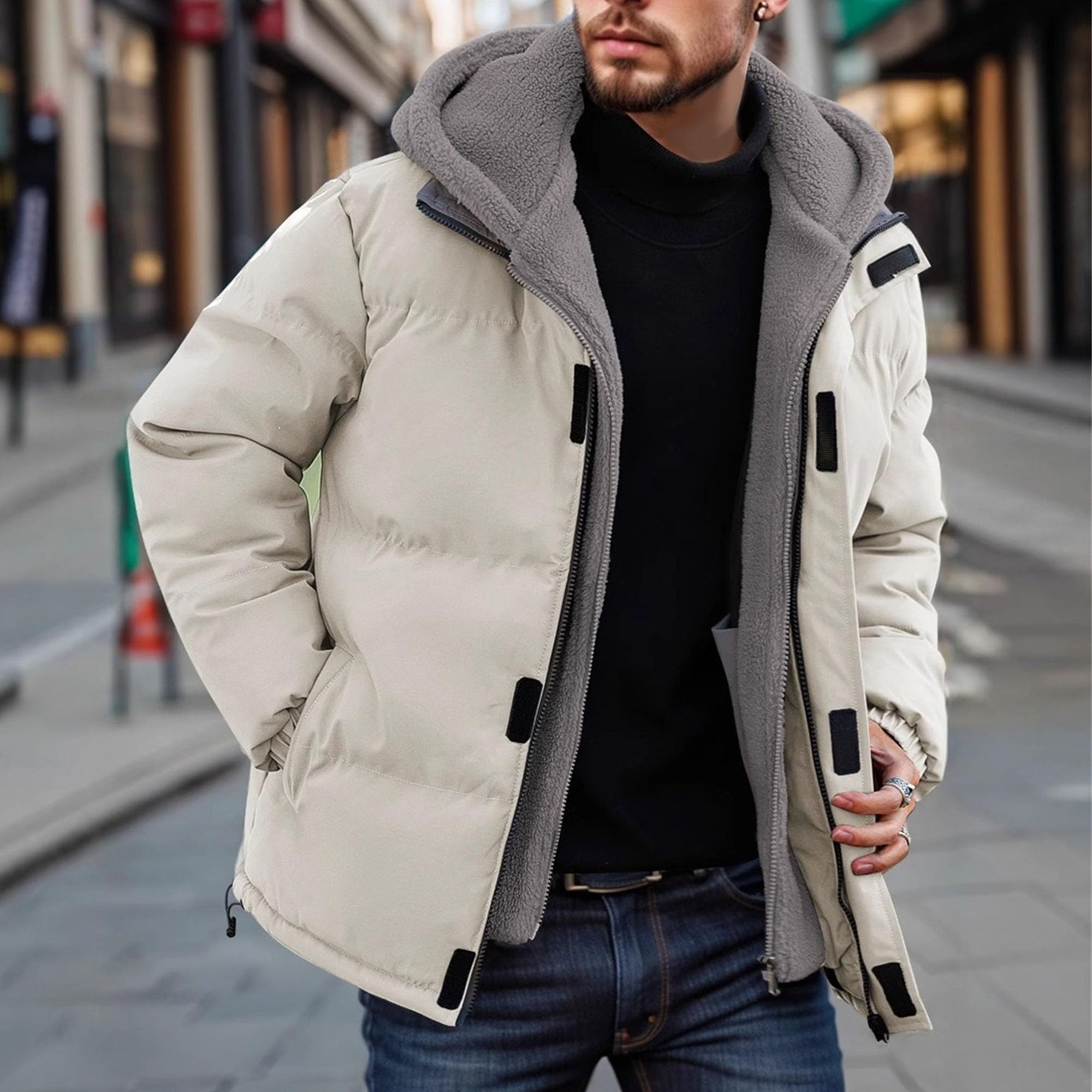 Piumino invernale termico da uomo con cappuccio antivento termico giacca trapuntata isolante cappotto invernale da uomo