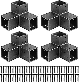 Pergola Kit Brackets 4x4, Woodworks DIY Pergola Kit 3-Way Right Angle Corner Bracket for Extension Elevated Wood Stand, Pergola Corner Brackets 4x4