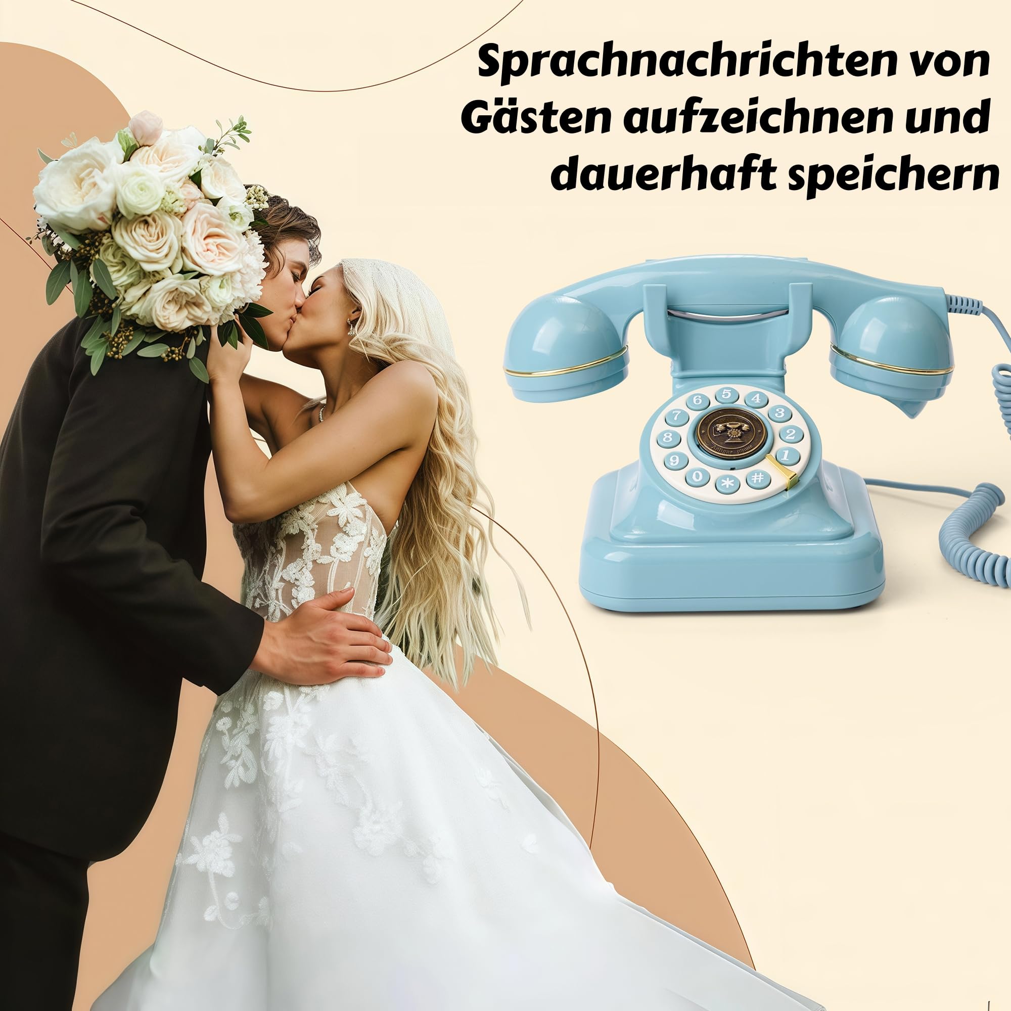 RetroVox Audio Gästebuch – Hochzeits-Telefon-Gästebuch: Einfach zu bedienen und Macht Spaß (A Blau)
