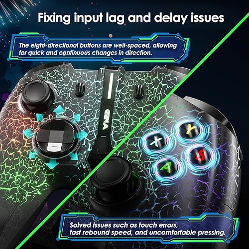 Miniatura 4 de Gina Joyfurno Game Controller, Wireless Controller Compatible with X-box OneOne XOne S, Series XS, PC, Gamepad with 6 Light Colors Unique Crack