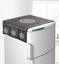 Quilted Fridge Top Cover(21 X 39 Inches) (Black-Circle)