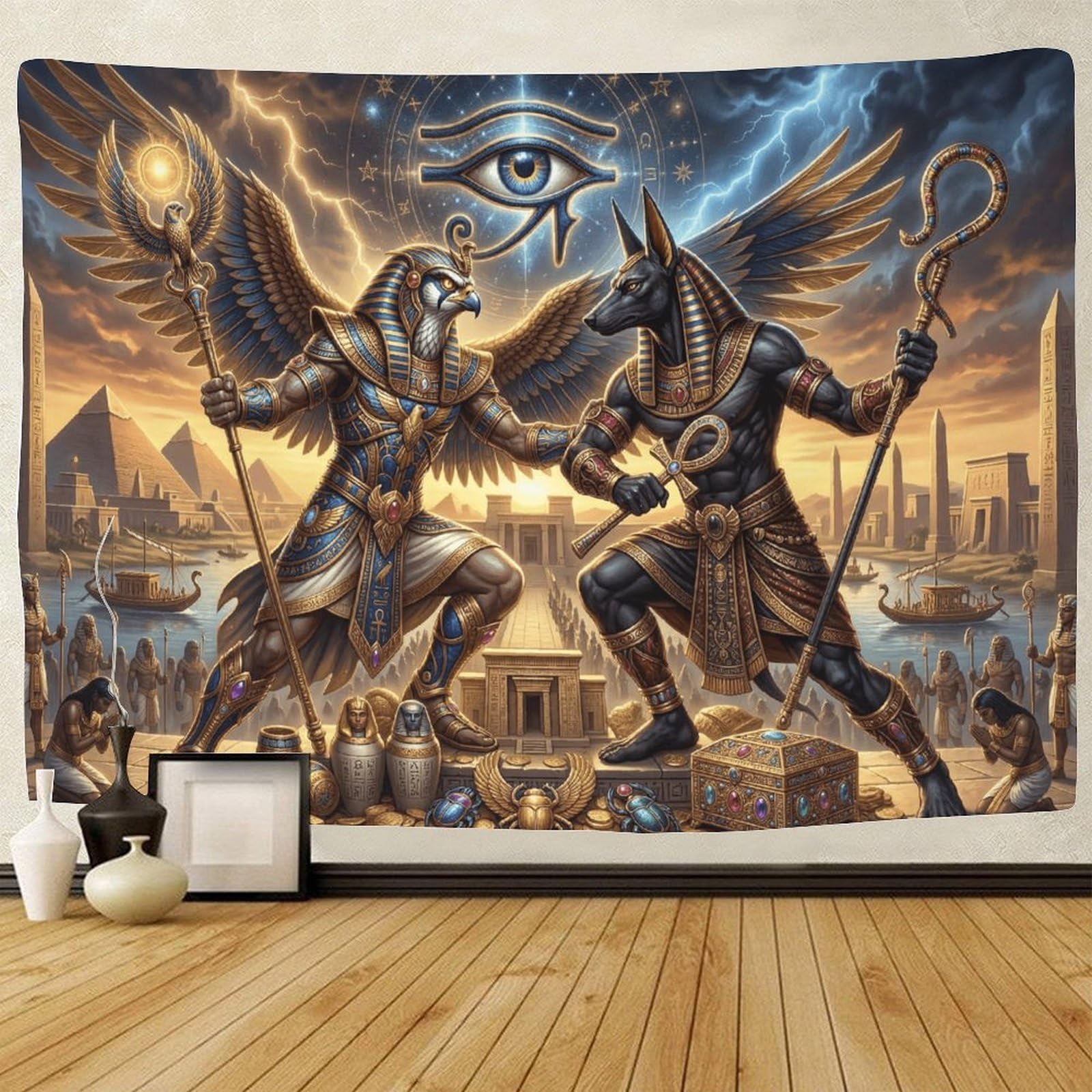 GPMNBCXZK Egyptian Horus Wall Tapestry Anubis Home Art Wall Decor 3D Printed for Bedroom Living Room 70cmx100cm