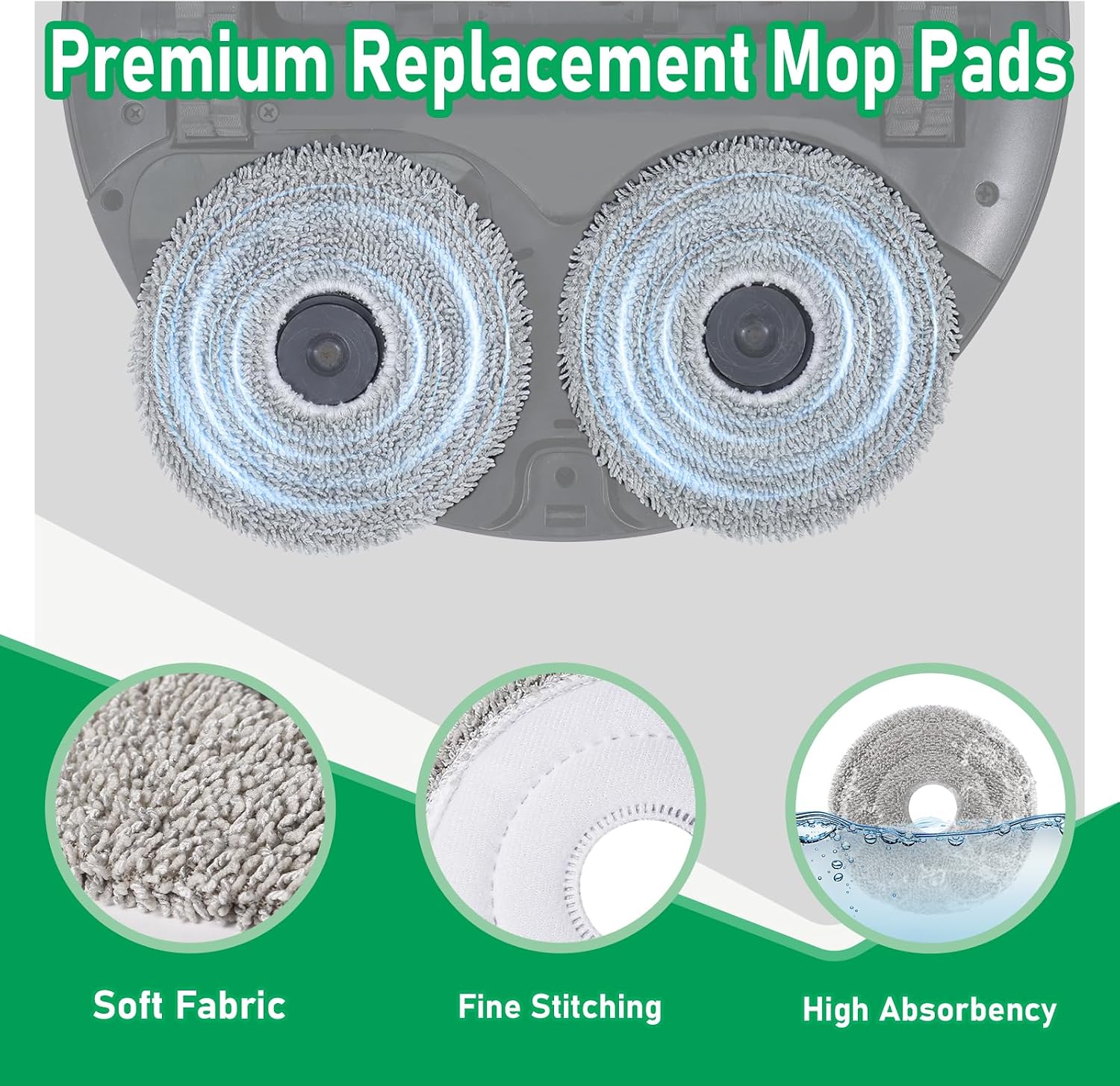 Replacement Washable Mop Pad Compatible with Dreame Vac | Replacement pads fit L40/X40/D30/X50/L50/L10S/X30/L10 Ultra & L10s Pro Ultra Heat robot vacuum cleaners.