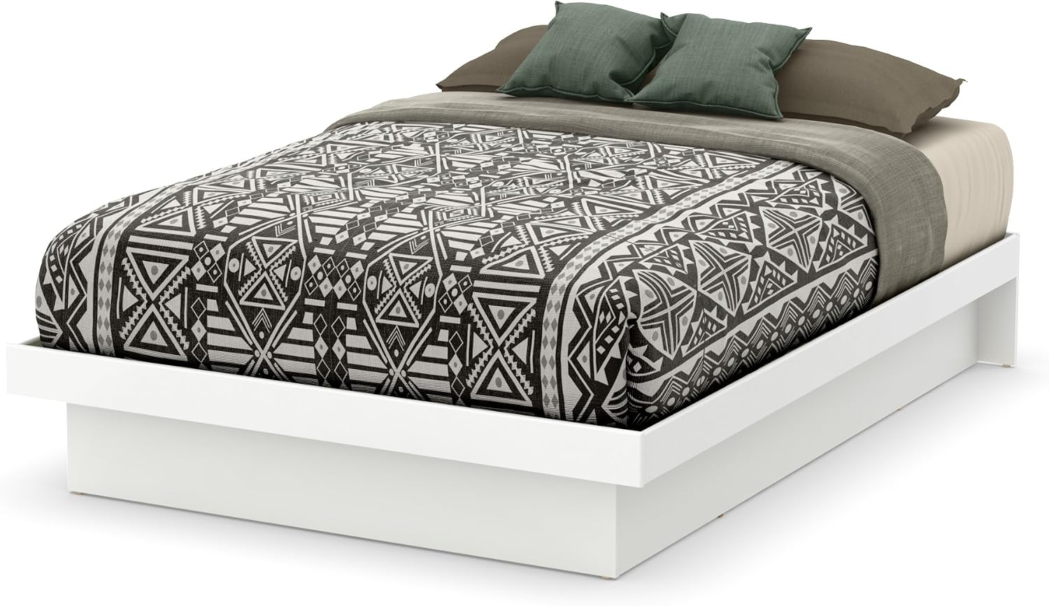 South Shore Basic Platform Bed with Molding, Full 54-Inch, Pure White