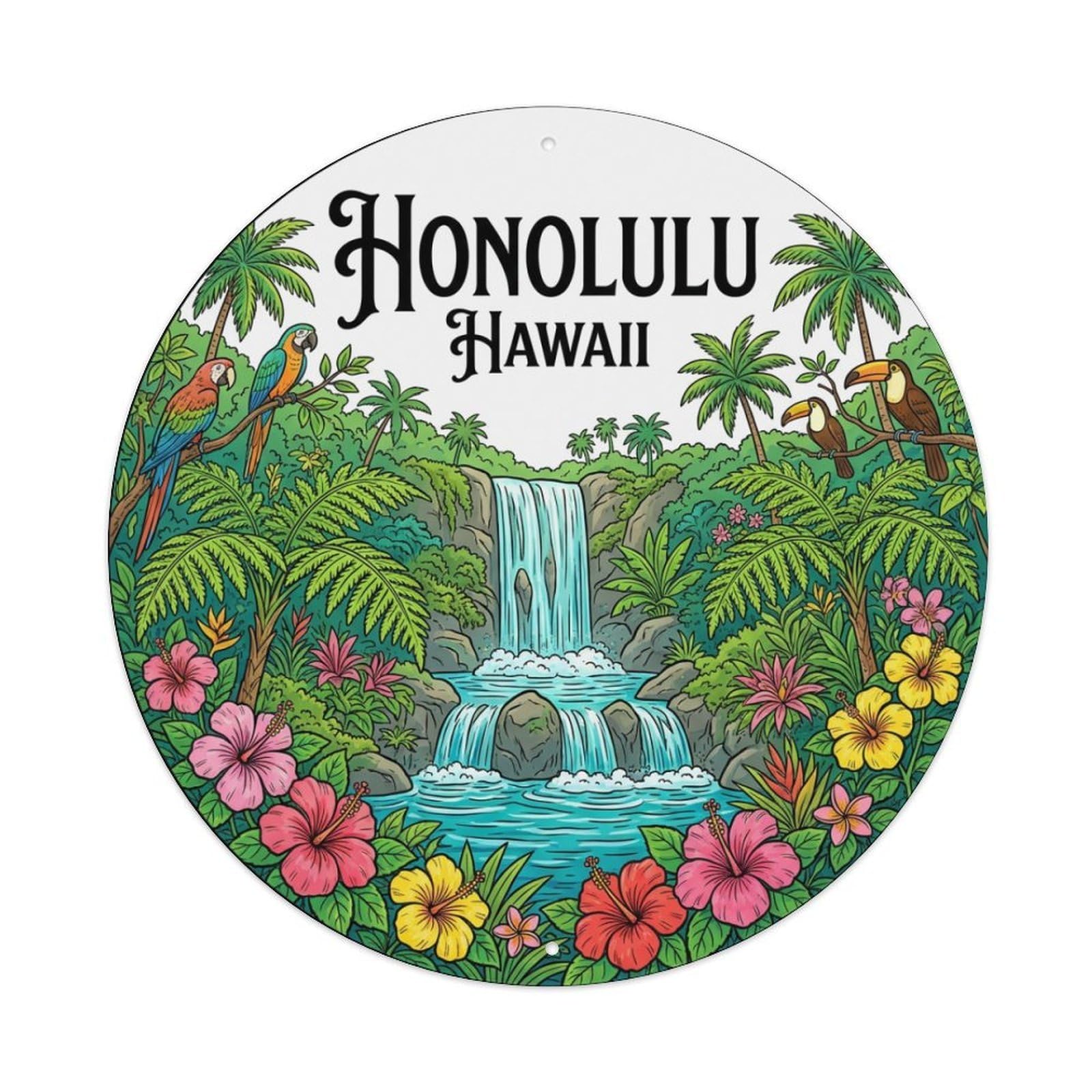 Este 8X8inch Style Vintage Travel Honolulu Hawaii Liberty Metal Tin Sign