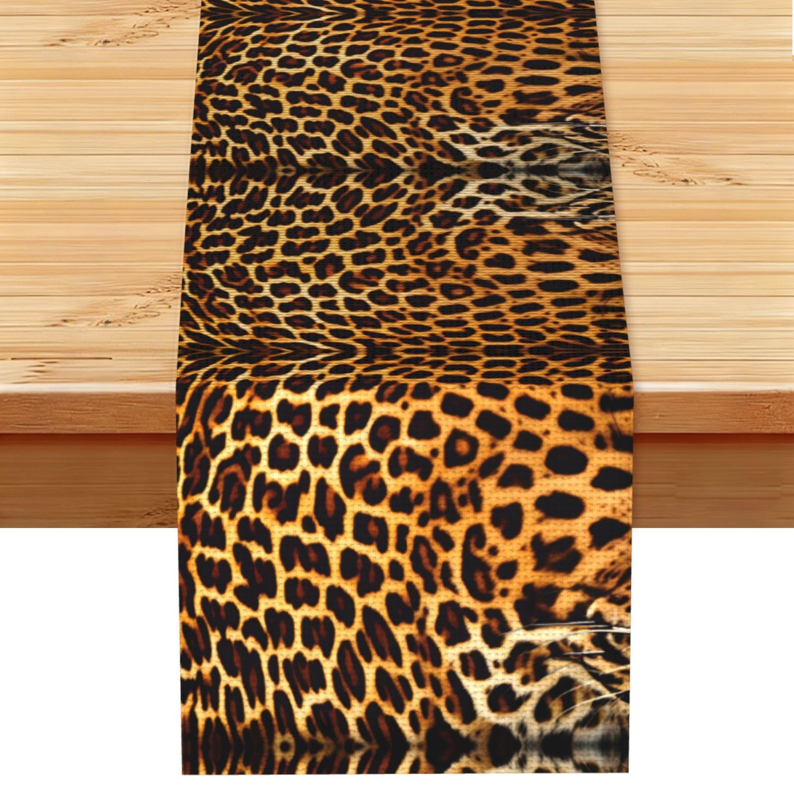 Stripes on leopards Linen Look Table Runner 13x72-Wrinkle Resistant Farmhouse Style for Dining Table Decor