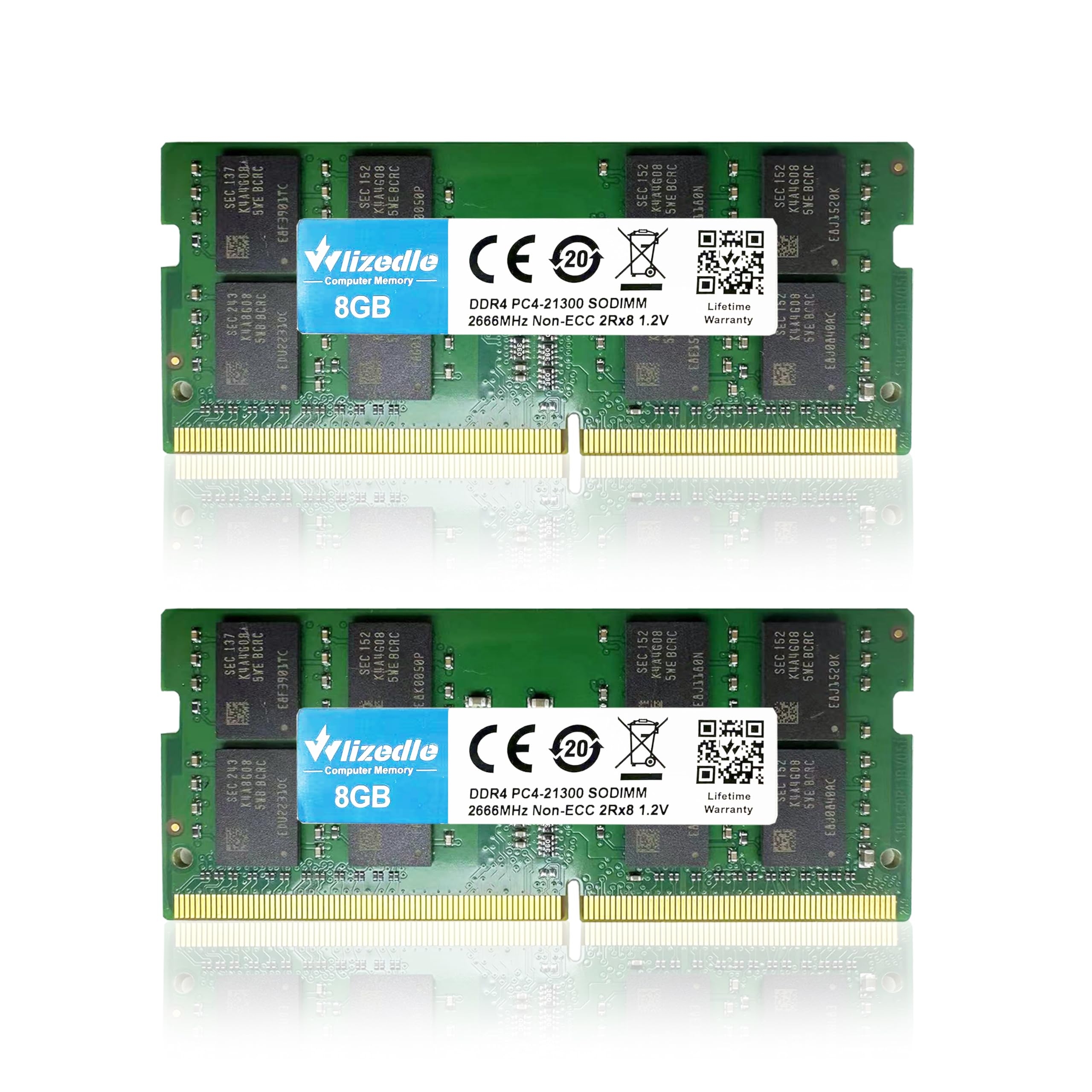 Wlizedle DDR4 2666MHz Laptop Memoria RAM 16GB Kit (2x8GB) CL19 SO