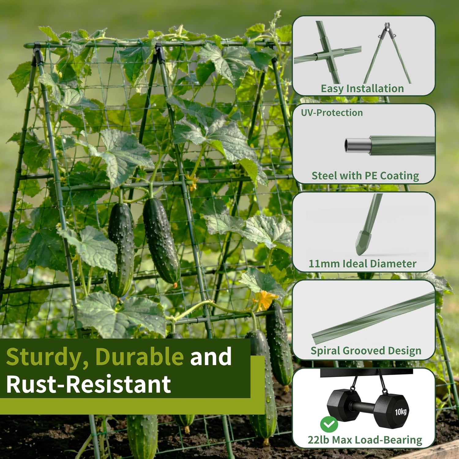 Miory 2 Pack Cucumber Trellis, 32"×48" Garden Trellis for Climbing Plants Outdoor, A-Frame Vegetable Trellis for Raised Bed, Support for Tomatoes, Zucchini, Vines, Flowers
