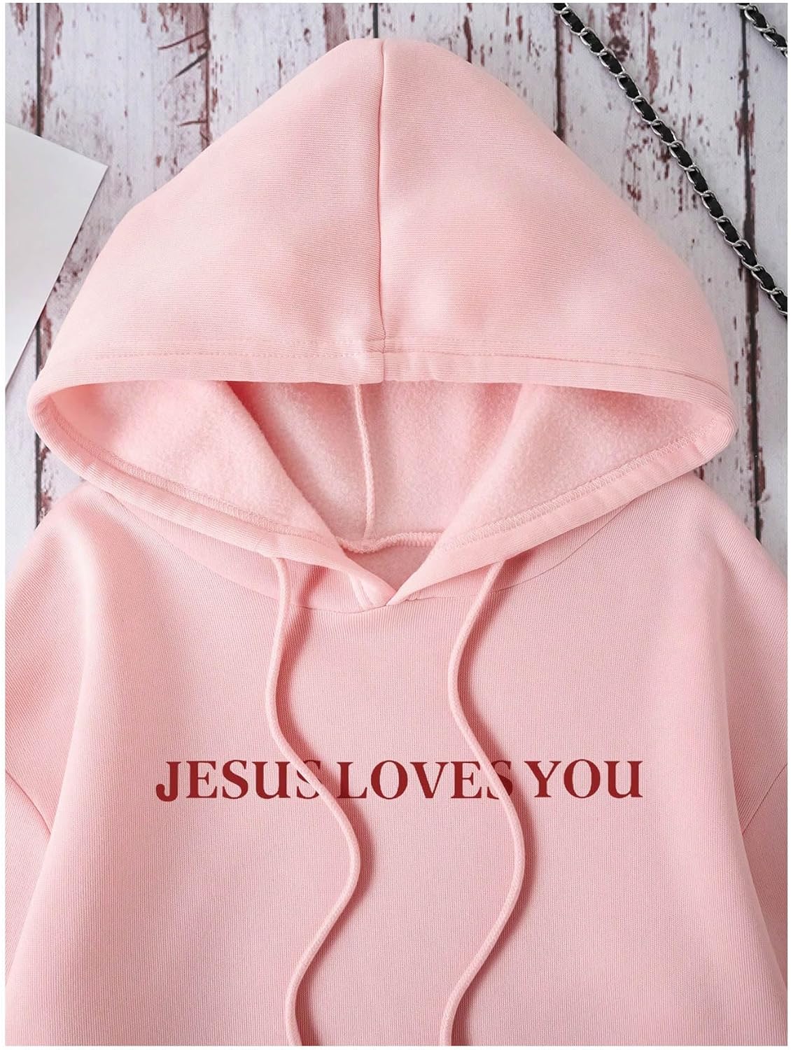 SweatyRocks Women's Letter Graphic Drawstring Hoodies Long Sleeve Pullovers Sweatshirts Tops - Image 3