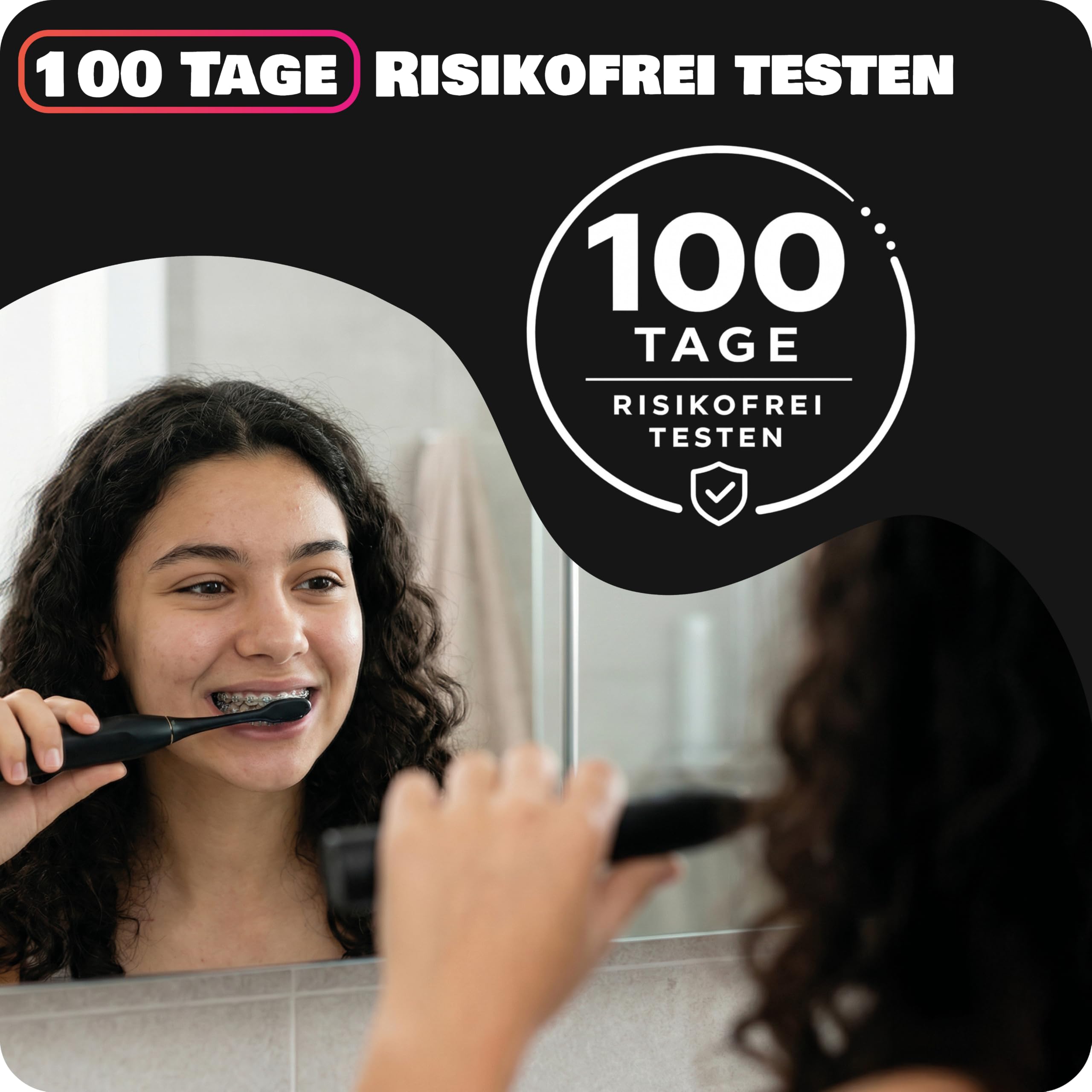 Zahnheld Gero 3 Schallzahnbürste, ETM Test SEHR GUT 93%, IPX7, Schwarz | Elektrische Zahnbürste, bis zu 110 Tage Akkulaufzeit, 5 Modi, Andrucksensor & Timer, inkl. Bürstenkopf & Reiseetui