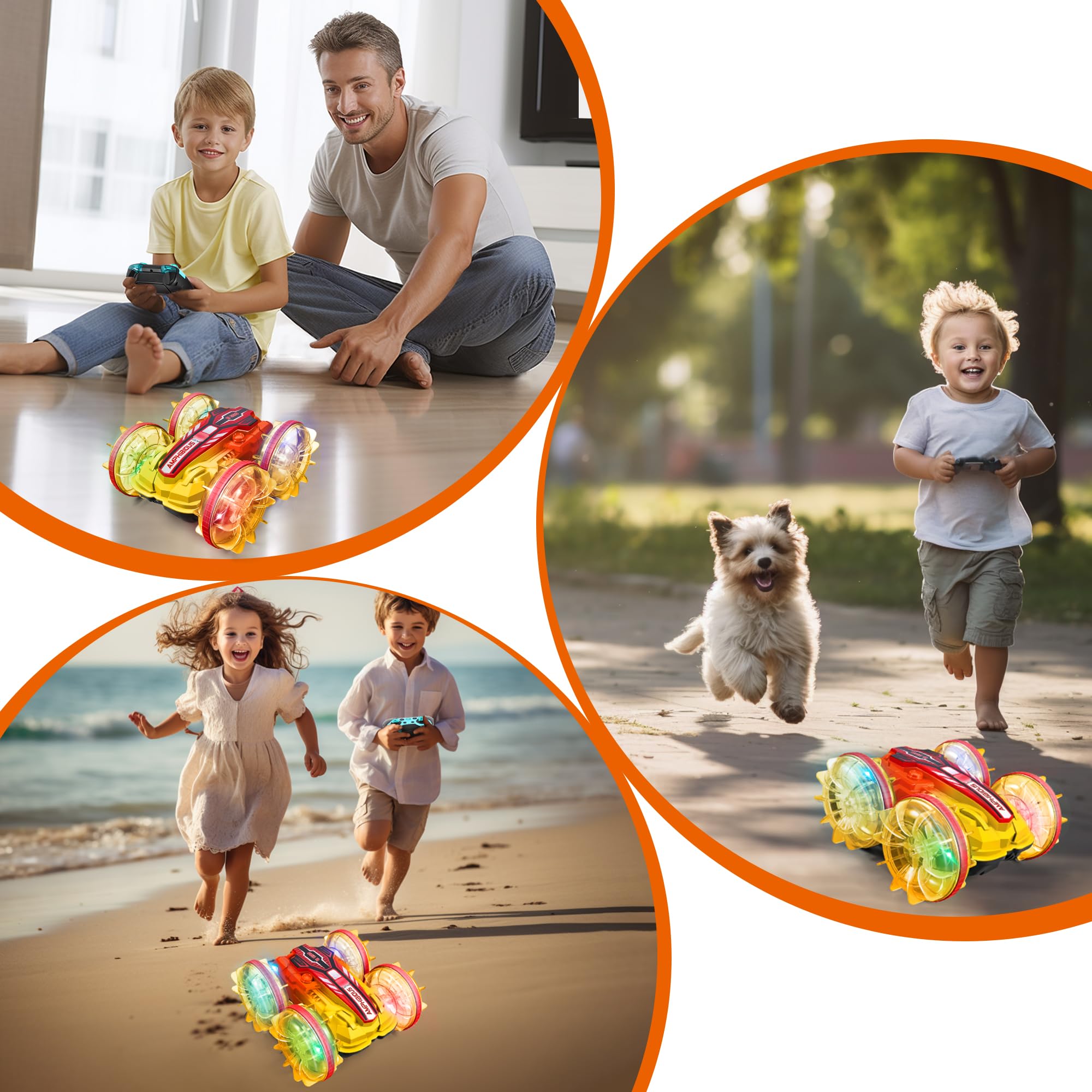 GLEEHAPY Macchina Telecomandata per Bambini - Macchina Radiocomandata Anfibia 4x4 con Luce Macchinina Telecomandata Bambino Auto Telecomandata Bambino Giochi Regalo per Bambini 3 4 5 6 7 8-12 Anni