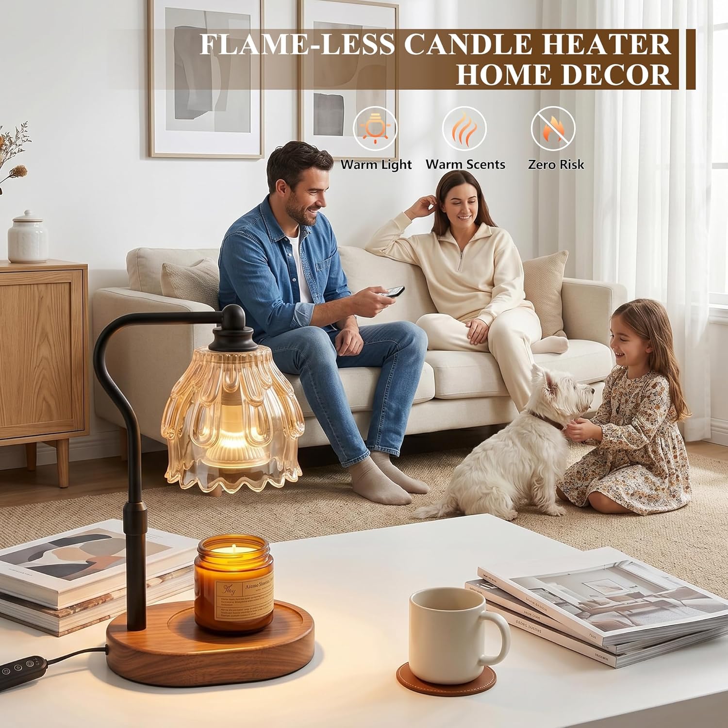 Candle Warmer Lamp with Timer and Wireless Remote Control, Dimmable Candle Warmer for Jar Candles, Height Adjustable Wax Melts Warmer, Mothers Day Birthday Gift for Women, House Warming New Home Decor