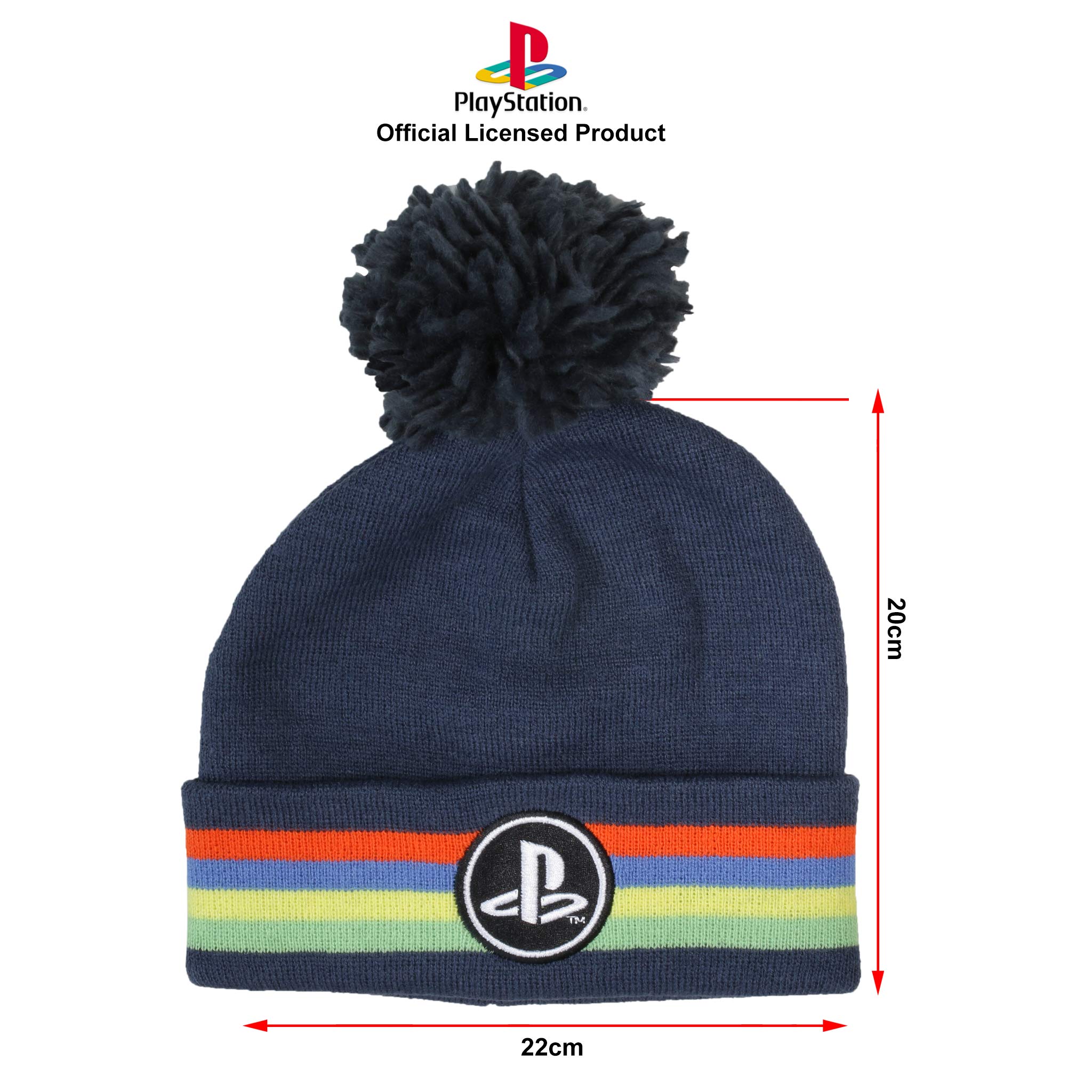 Playstation Classic Logo Beanie con Pom, per Bambini, Taglia Unica, Blu Navy, Merchandising Ufficiale, Marina Militare, Taglia Unica