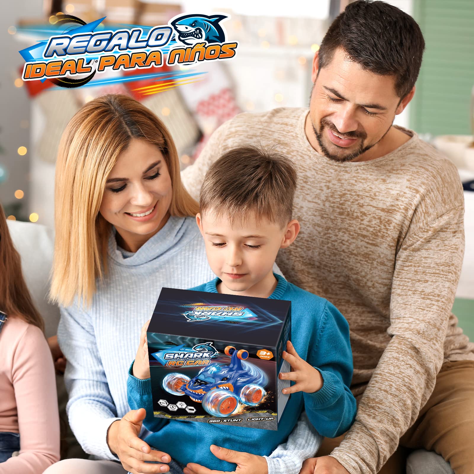 Dislocati Coche Teledirigido, 2.4GHz 4WD LED Coche RC Monster Truck, Juguetes & Regalos para Niños (Azul)