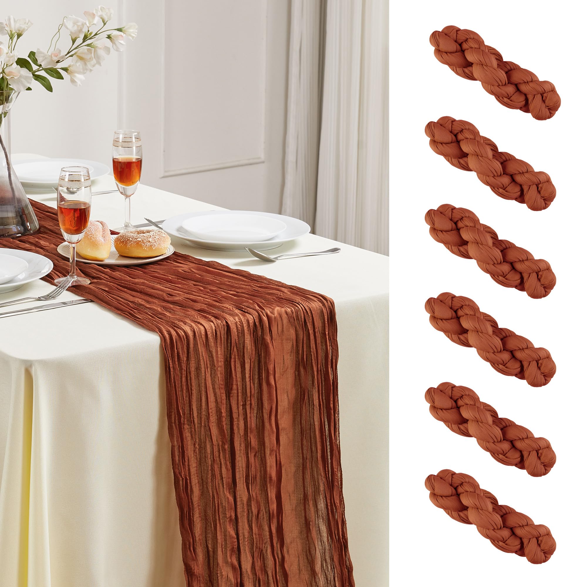 AGIRL 6-Pack Terracotta Cheesecloth Table Runner