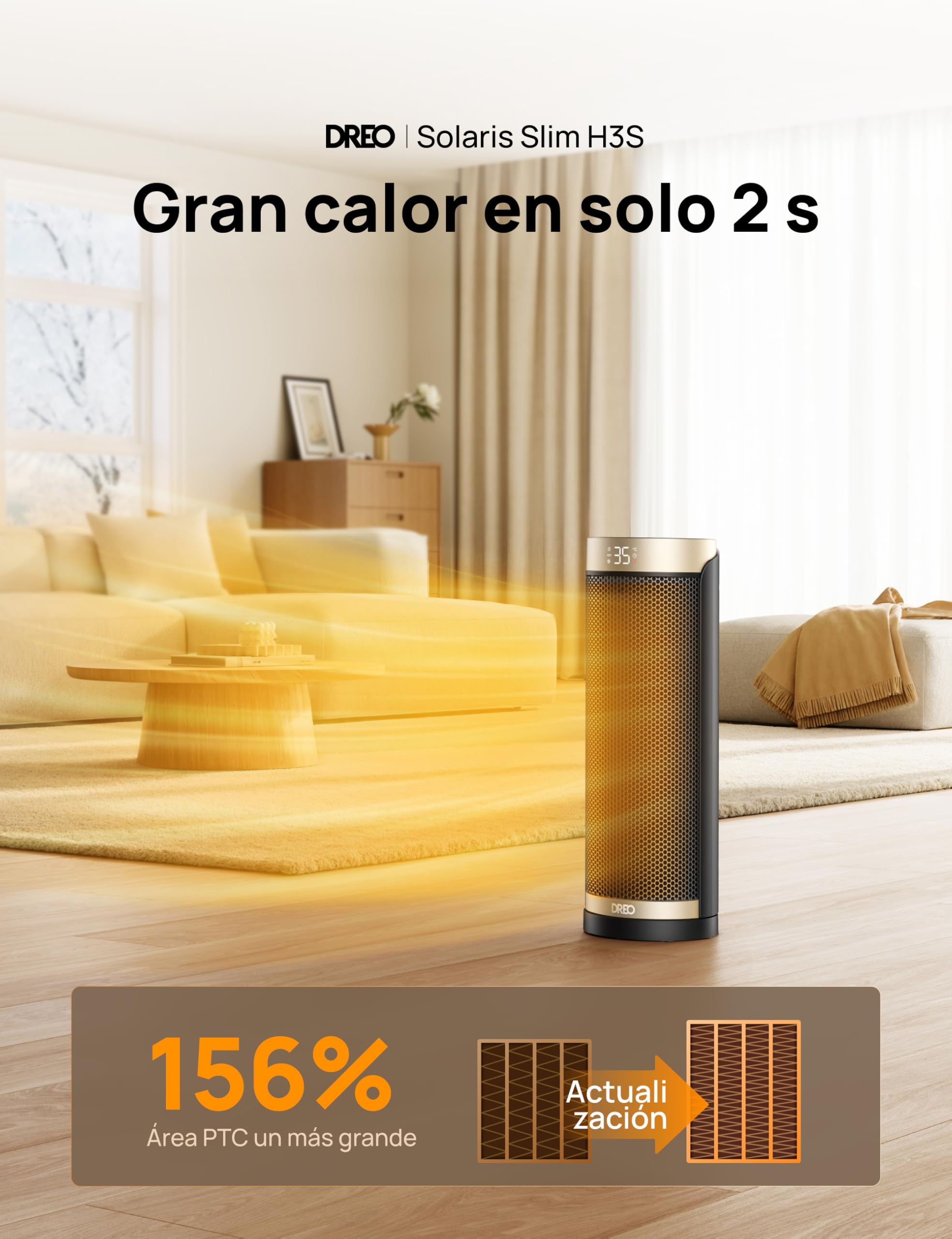 Dreo calentador eléctrico, cerámica de calentamiento rápido de 1800 W con termostato, protección contra sobrecalentamiento y vuelco, temporizador de 1 a 12 h