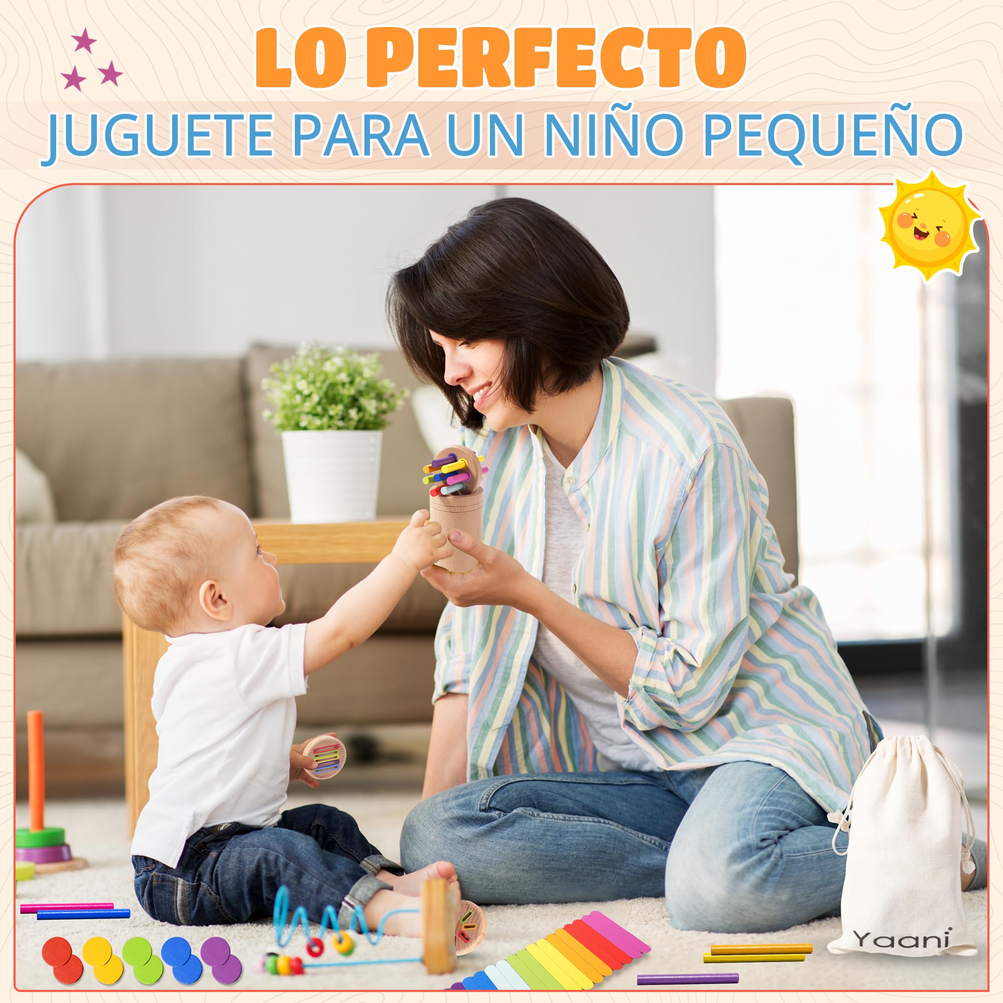 Yaani Varillas de clasificación Montessori A partir de 1 año, juguete para bebé de 6 meses, juguete Montessori