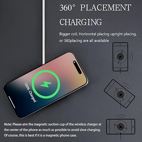 Miniatura 6 de Cargador inalámbrico magnético para iPhone de 15 W, cargador inalámbrico rápido y seguro de carga inalámbrica compatible con iPhone 16/16 Pro/Pro