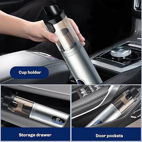 Miniatura 2 de Car Vacuum Portable Cordless, 2 Modes for Suction, 14000PA Vacuum and Hand Blower 2 in 1 with LED, Low Noise Rechargeable Mini Handheld Vacuum for