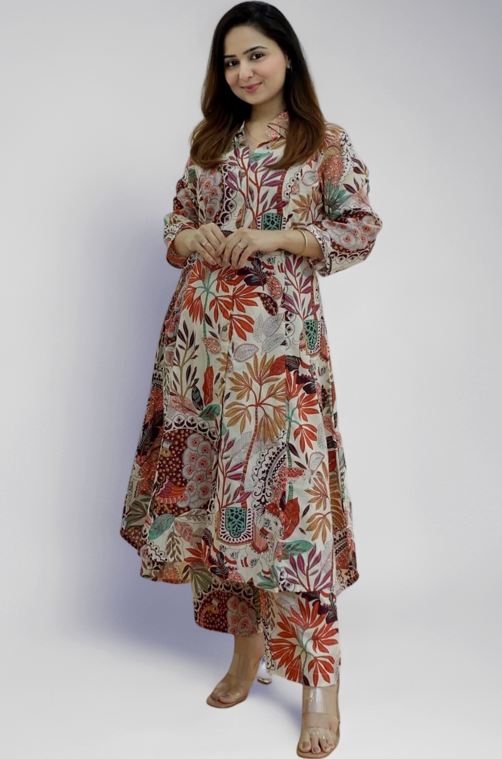 DHRUVI TRENDZ Women Cotton Blend Printed Kurta Set |Kurta Set,Festive Kurta Set,Regular Fit Kurta Set