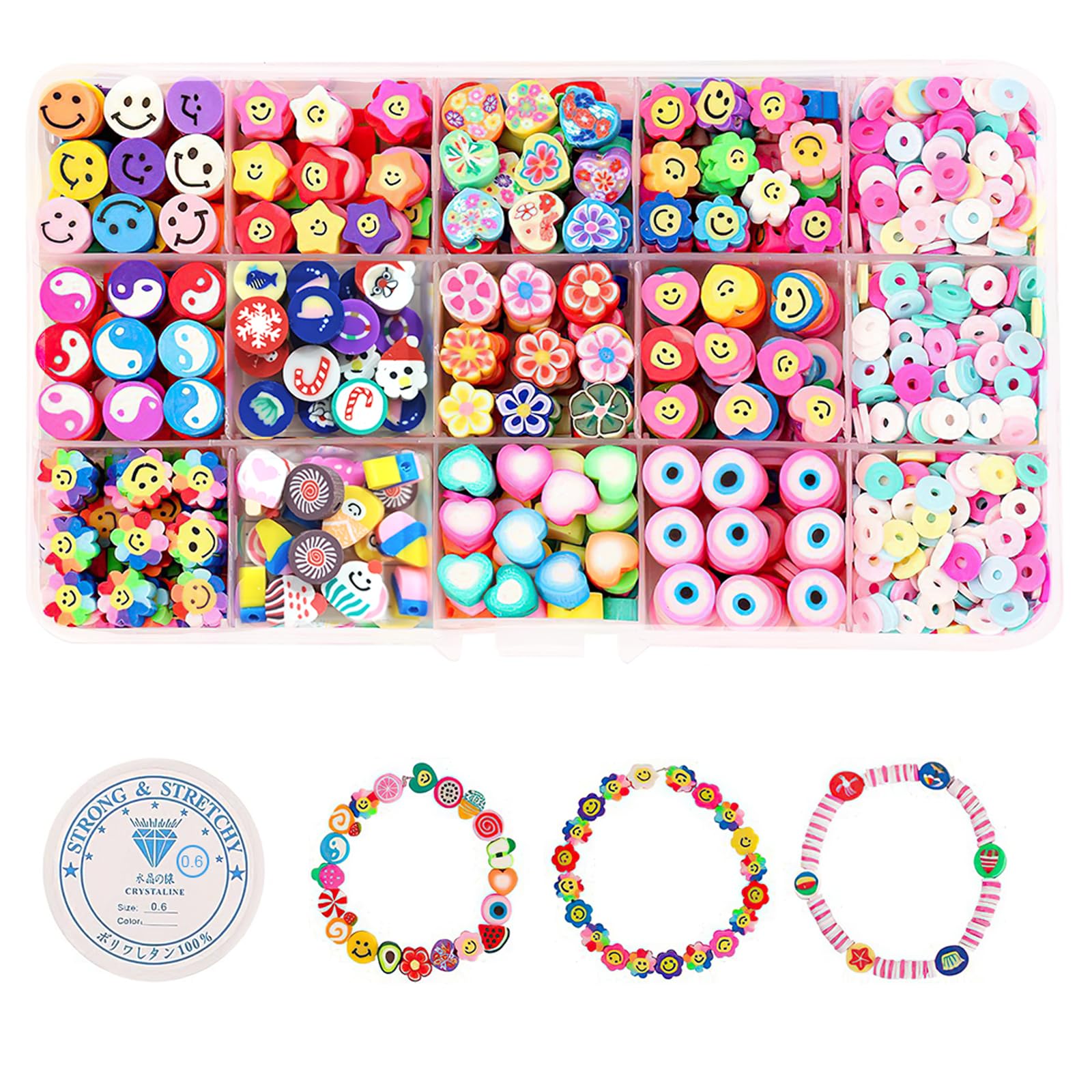 Regalos para niñas 1140 unidades perlas para enhebrar joyas para niños pulseras para hacer tú mismo cuentas de letras y 13 patrones pulseras de amistad para niñas y niños