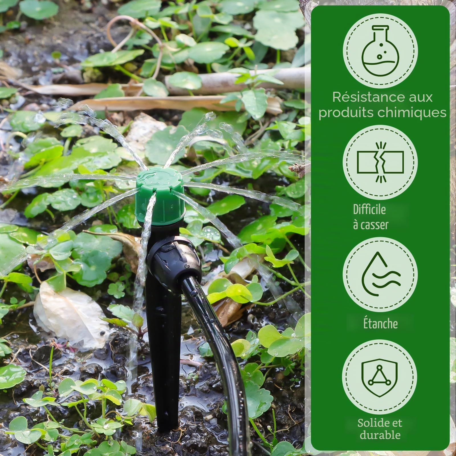 Kalolary 50 goutteurs d'irrigation goutte à goutte de 1/4" avec serrure, émetteurs d'irrigation goutte à goutte pour tuyau de 4/7 mm, réglable à 360 degrés 8 trous pulvérisateur de débit d'eau micro