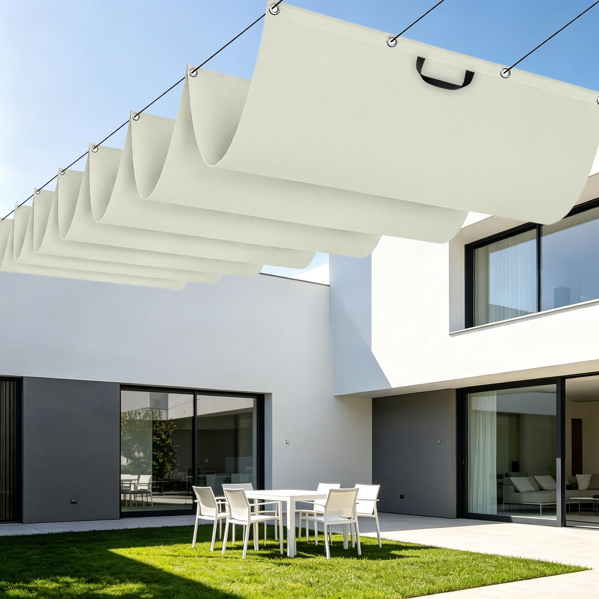 Toile imperméable pare-soleil 150x750cm avec oeillets et cordons