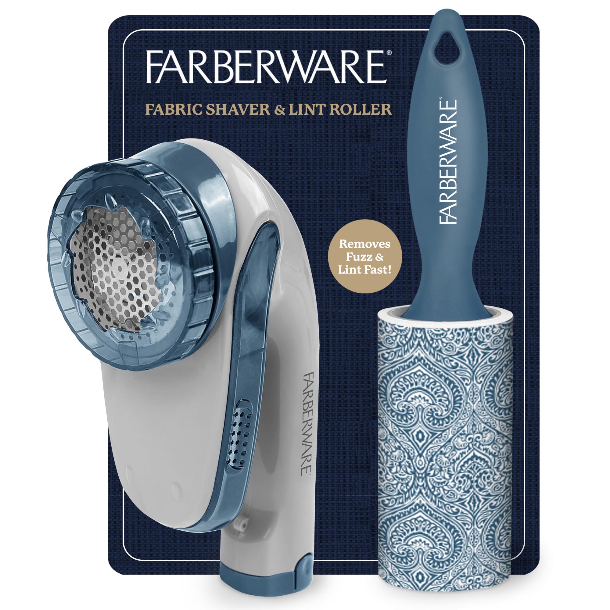 Farberware Fabric Shaver &amp; Lint Roller Set, Large, Portable