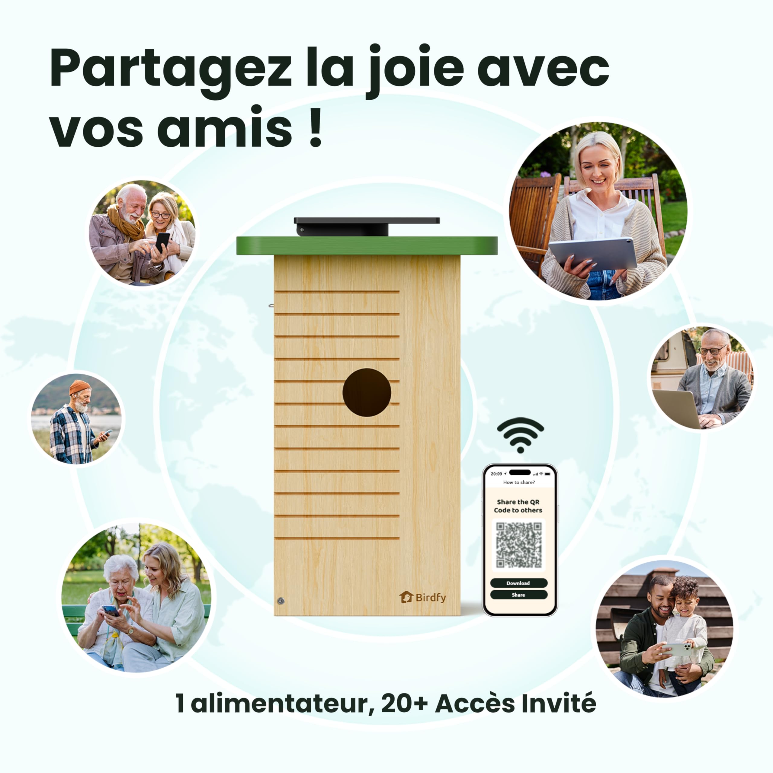 Birdfy Nichoir Oiseaux Exterieur, Camera Nichoir avec Panneau Solaire, 1080P HD Vidéo en Direct & Vision Nocturne pour Nidification 24/7, Détection Auto, Notification & Identification IA