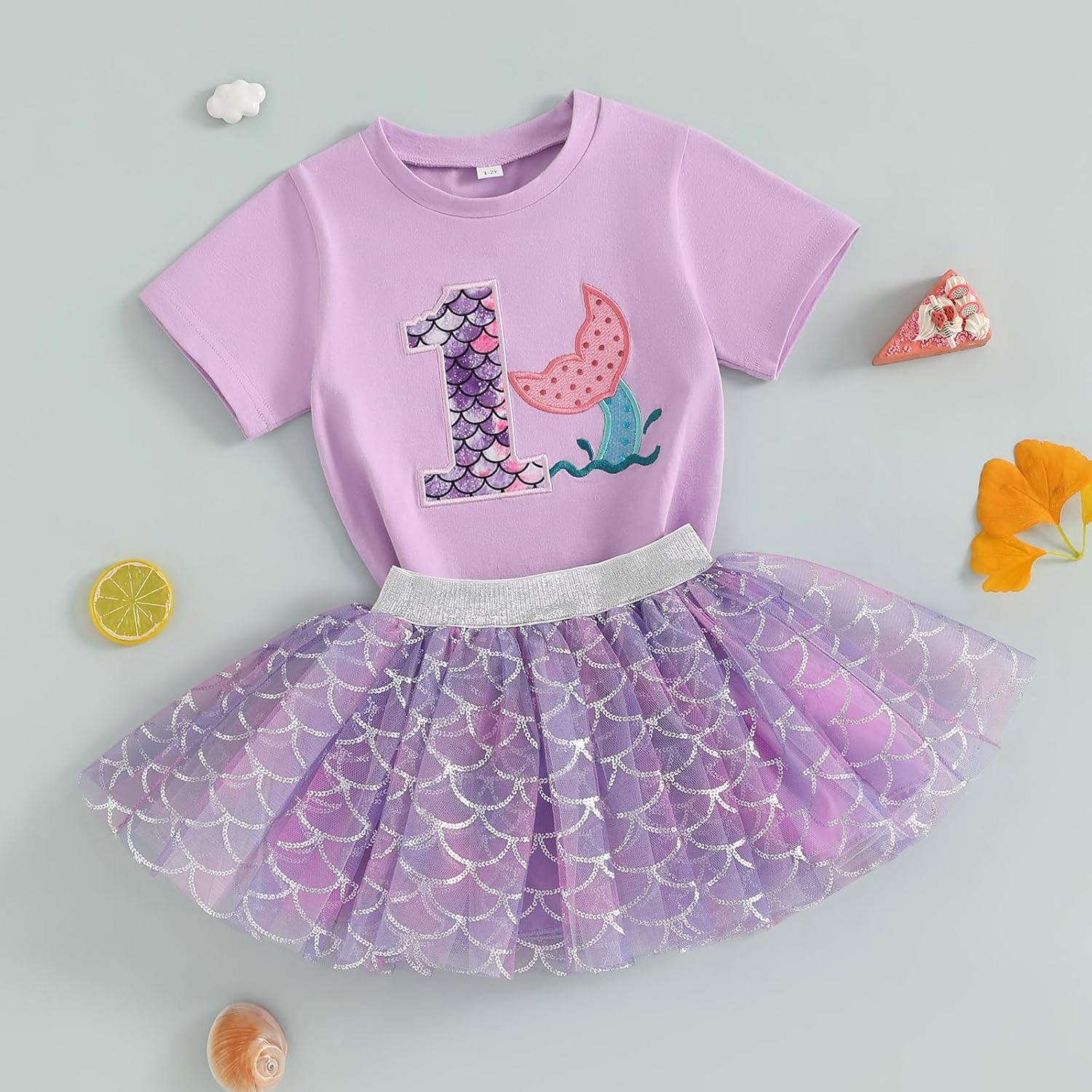 Lamuusaa Toddler Baby Girl Birthday Outfit 1st Romper 2nd/3rd/4th/5th/6th Sweatshirt Mermaid Tutu Skirts Cake Smash Outfit - Image 6