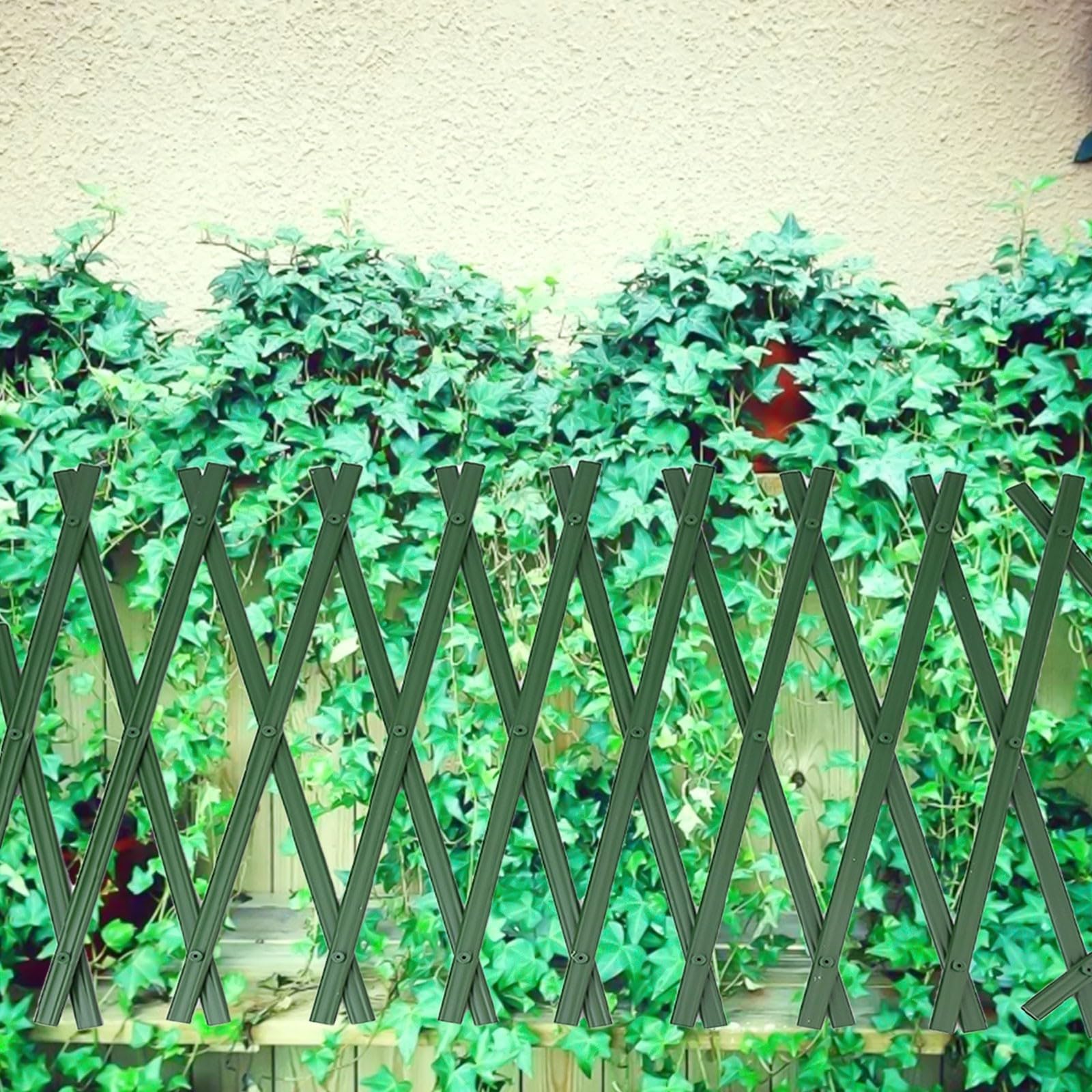 Expandable PVC Garden Trellis for Climbing Plants, Adjustable 1.8m* 30cm Green Lattice Fence Support for Vines Roses Clematis(2pcs) — view 6