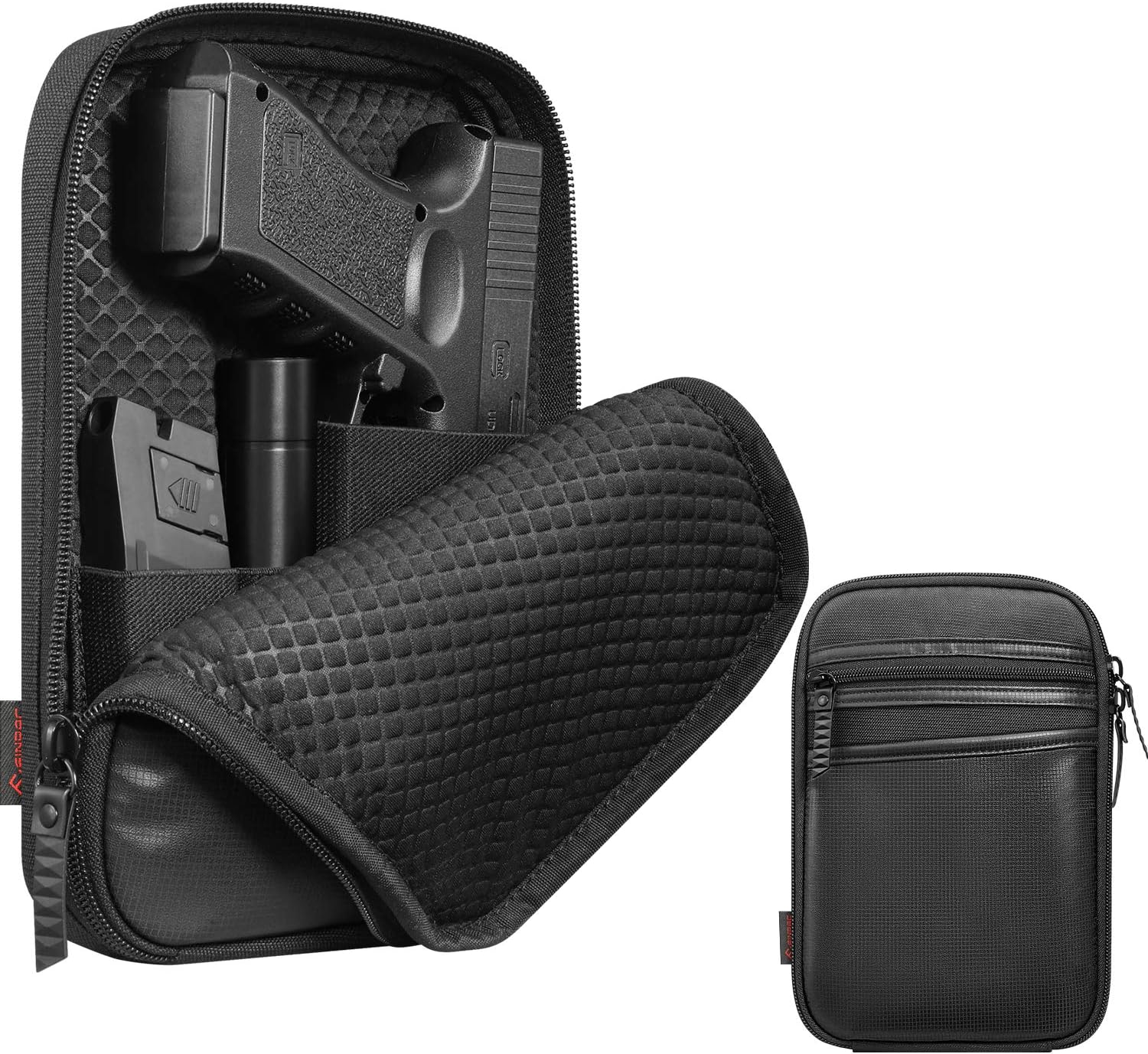 Concealed Carry Gun Pouch, Soft Pistol Case Fanny Pack Waist Belt Firearm Bag with Holster for Handgun, Air Gun, Men, Women (Black)