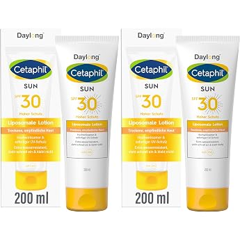 CETAPHIL SUN Liposomale Sonnenlotion SPF 30 200ml Dermatologischer Sonnenschutz f r trockene empfindliche Haut Sofortiger & hochwirksamer UVA- & UVB-Schutz Extra wasserresistent Ohne Dufstoffe