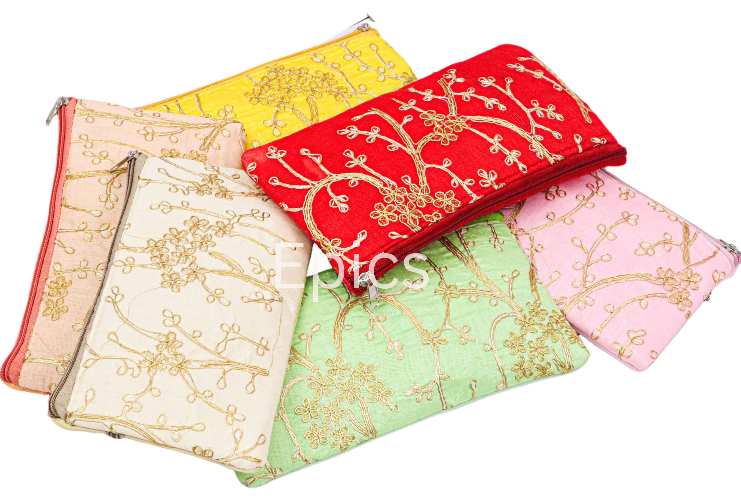 Present Embroidery Wedding Return Gift Women Wholesale Bridal Traveling potli Bag with Zipper for Ladies Shagun Purse Gifting Haldi Mehandi, Come as Combo of 9, with diffrent Color.-image-5
