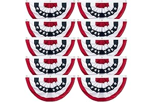 10 Pieces American Pleated Fan Flag, 3 X 1.5 Ft USA Patriotic Pleated Fan Flag