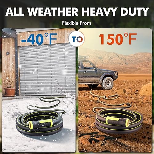 Miniatura 5 de Manguera de jardín de 100 pies con boquilla rociadora de 10 patrones, manguera de jardín de goma resistente de 58 pulgadas de 3 capas, manguera de