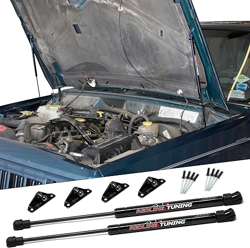 Redline Tuning 21-20001-02 Sistema QuickLIFT Plus de capó compatible con Jeep Cherokee 1986-2001 (todos los componentes negros)